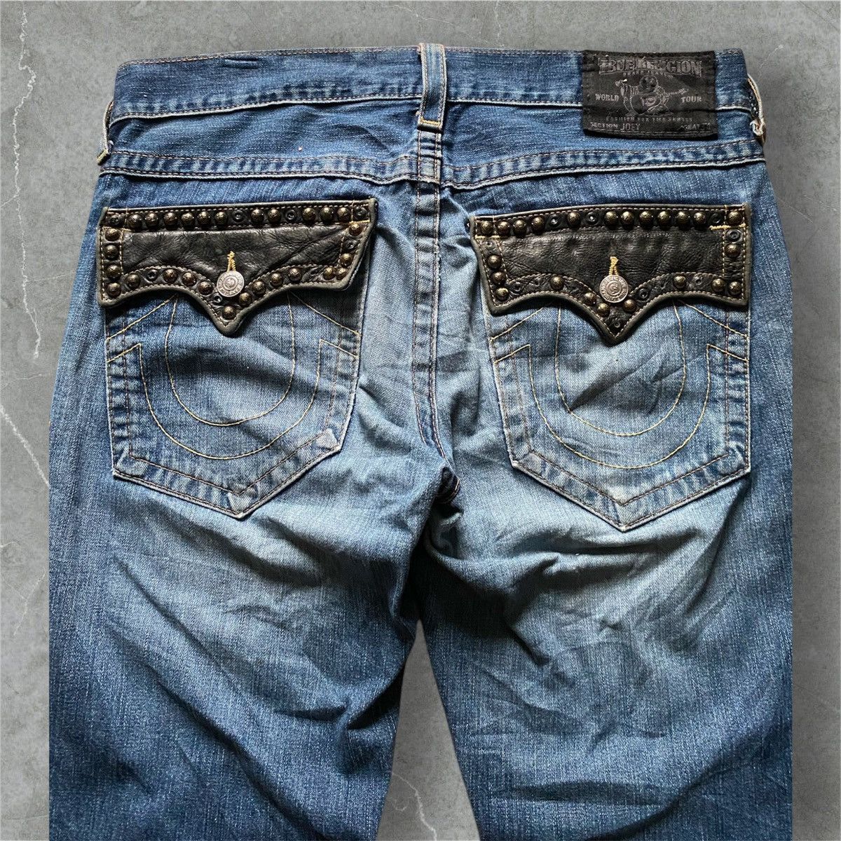 If Six Was Nine × Japanese Brand × True Religion 2000s true religion studed flared western leather jeans Size US 34 / EU 50 - 3 Thumbnail