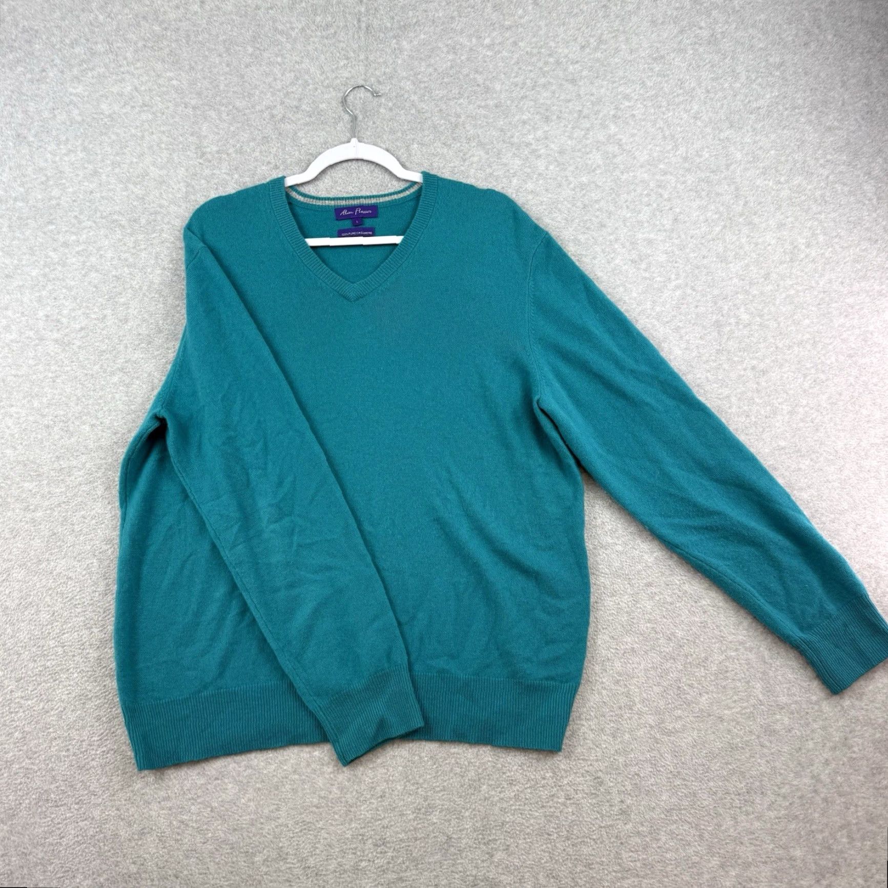 Altea Alan Flusser Sweater Mens L 100% Cashmere Teal Blue Pullover V-Neck Classic City Preppy Size US L / EU 52-54 / 3 - 2 Thumbnail