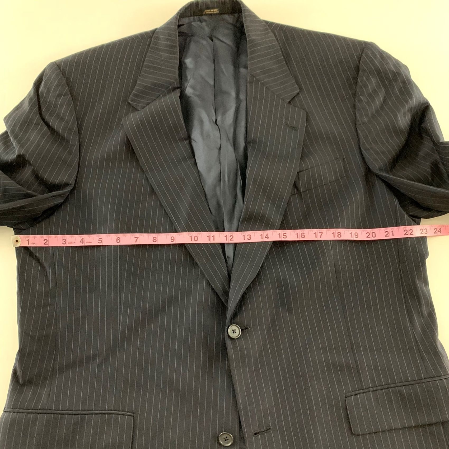 Hart Schaffner Marx Hart Schaffner Marx Striped 2 Button Suit Jacket Men 43 L Blue Big & Tall Size 46R - 3 Thumbnail