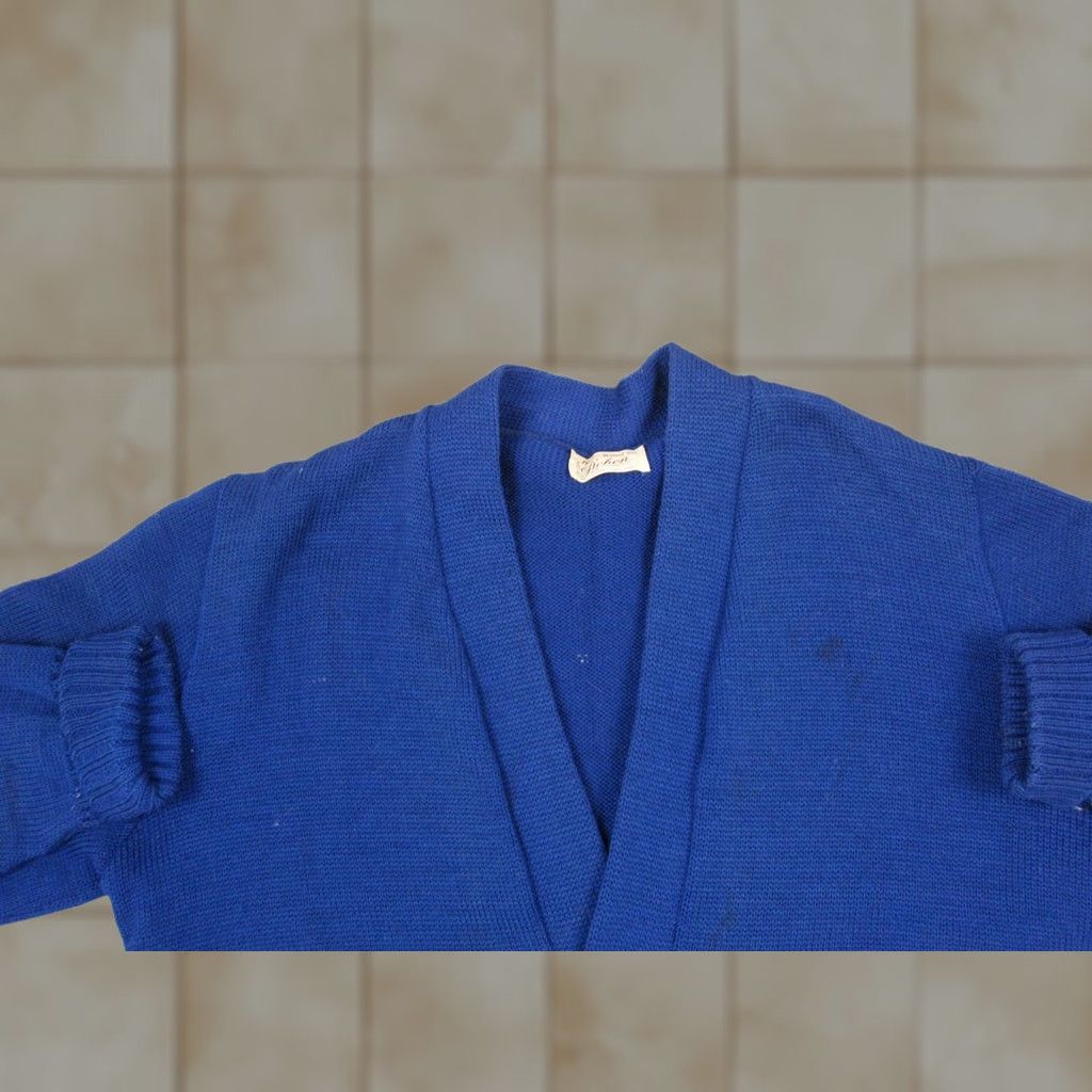 Vintage VINTAGE Dehen Mens Cardigan Sweater Wool 40 Blue Logo Button Knit 80s 90s Casual Mens Size US L / EU 52-54 / 3 - 1 Thumbnail