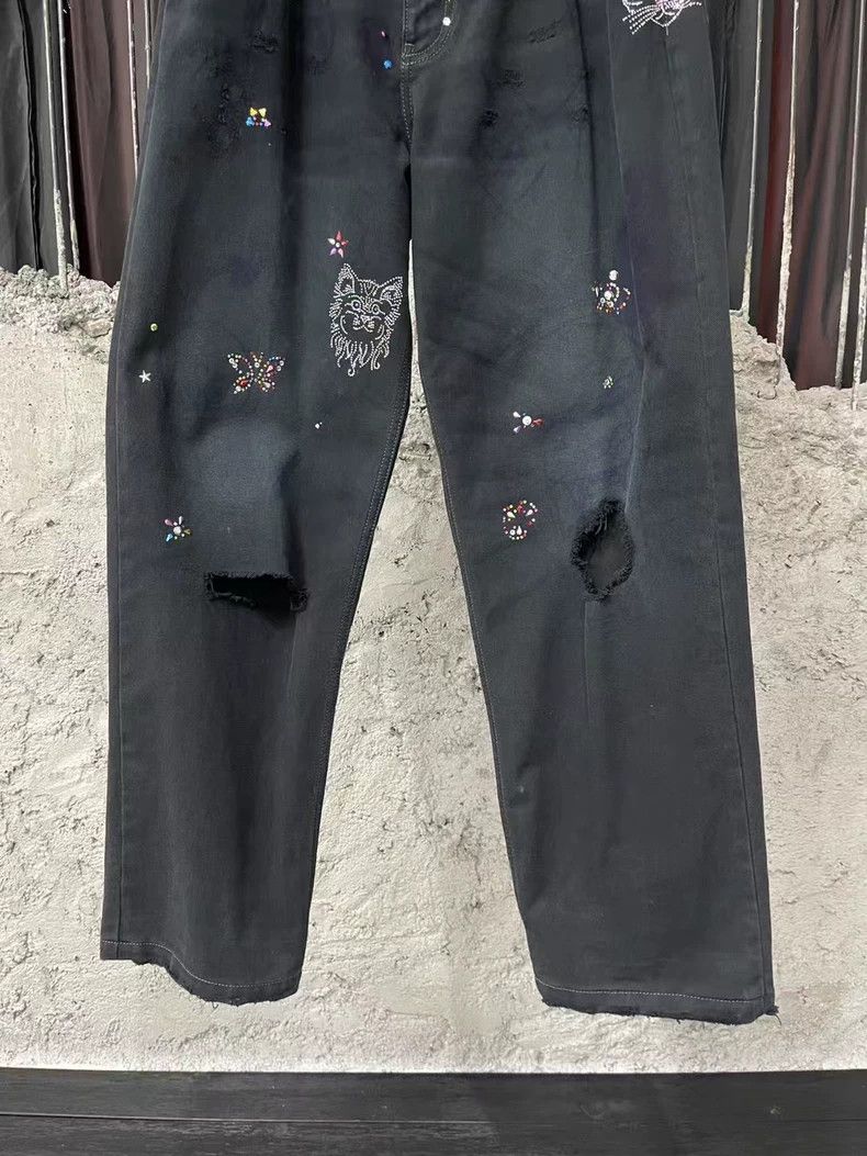 Balenciaga Balenciaga size S Distressed Diamond-Cut Cat Graffiti Deni Size US 27 - 5 Thumbnail