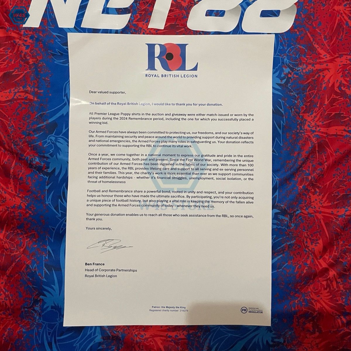 Macron Jersey Crystal Palace Home 2024/2025 Matchworn Size US M / EU 48-50 / 2 - 6 Thumbnail