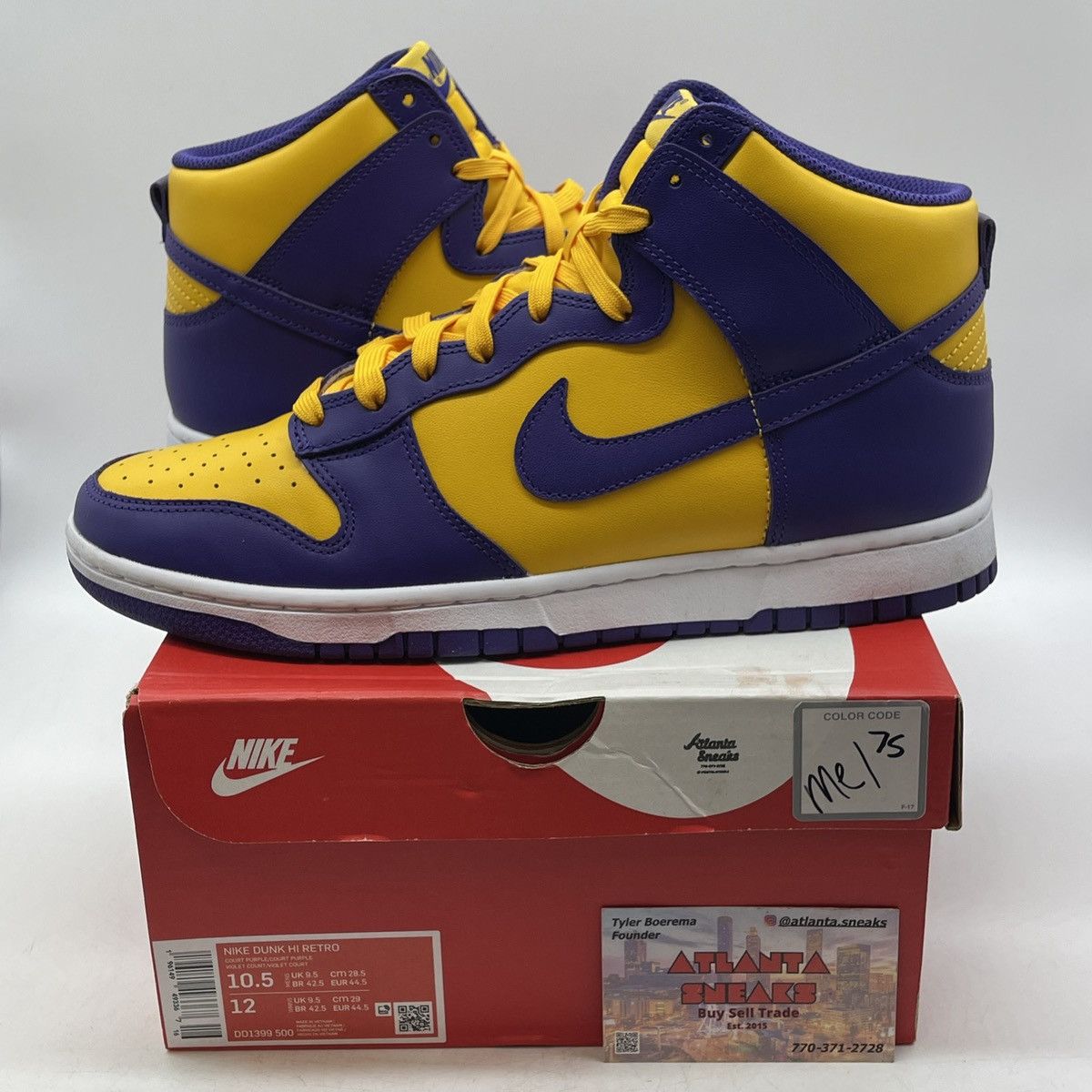 Nike Dunk high lakers Size US 10.5 / EU 43-44 - 1 Thumbnail