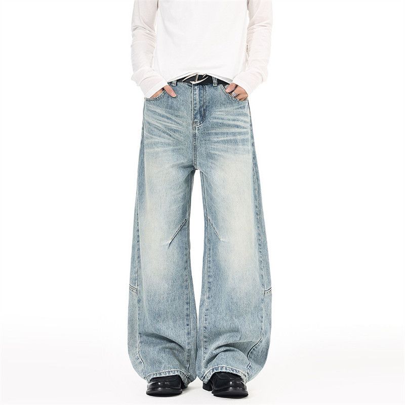 Japanese Brand Washed vintage men's cleanfit distressed curved blade jeans Size US 32 / EU 48 - 1 Thumbnail