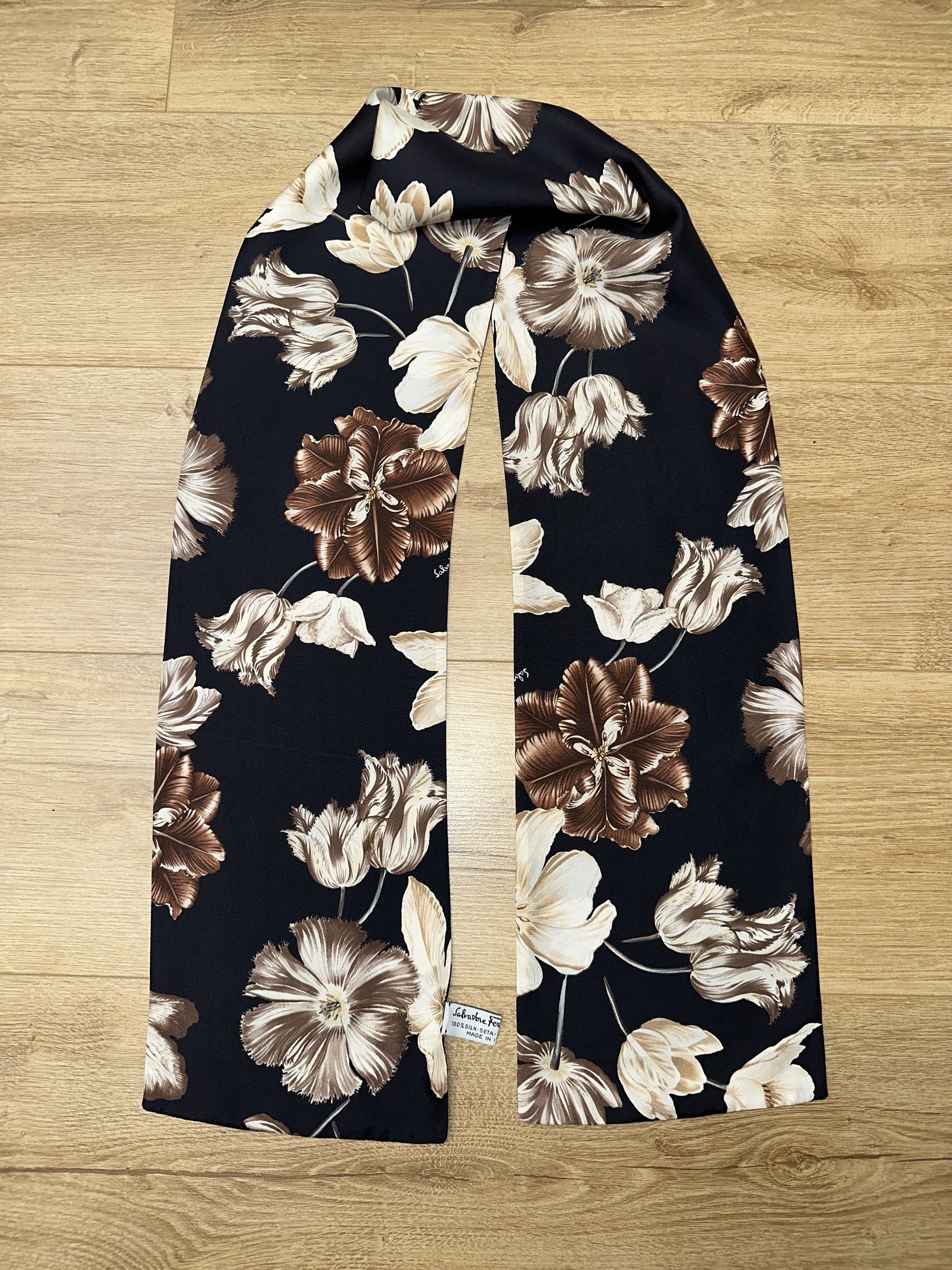Salvatore Ferragamo Salvatore Ferragamo Silk Floral Scarf Rare Long Neck Tie Size ONE SIZE - 2 Thumbnail