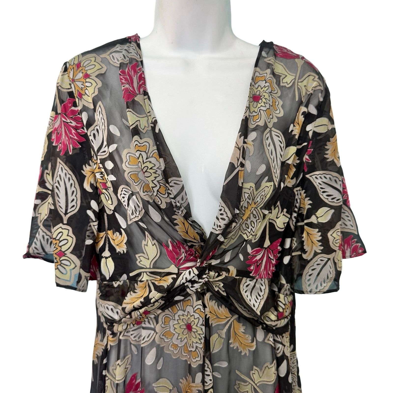 Rag & Bone Rag & Bone Black Floral Sheer V-Neck Maxi Dress S NO LINING Size S / US 4 / IT 40 - 10 Thumbnail