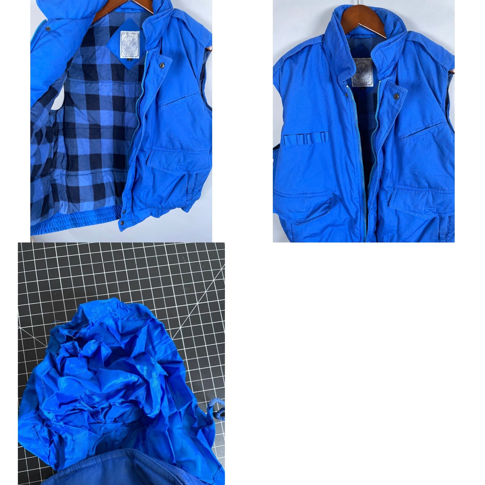 Vintage VTG 90s Expeditions Vest Puffer Lined Flannel Hooded Zip Up Adult Large Blue Mens Size US L / EU 52-54 / 3 - 8 Thumbnail