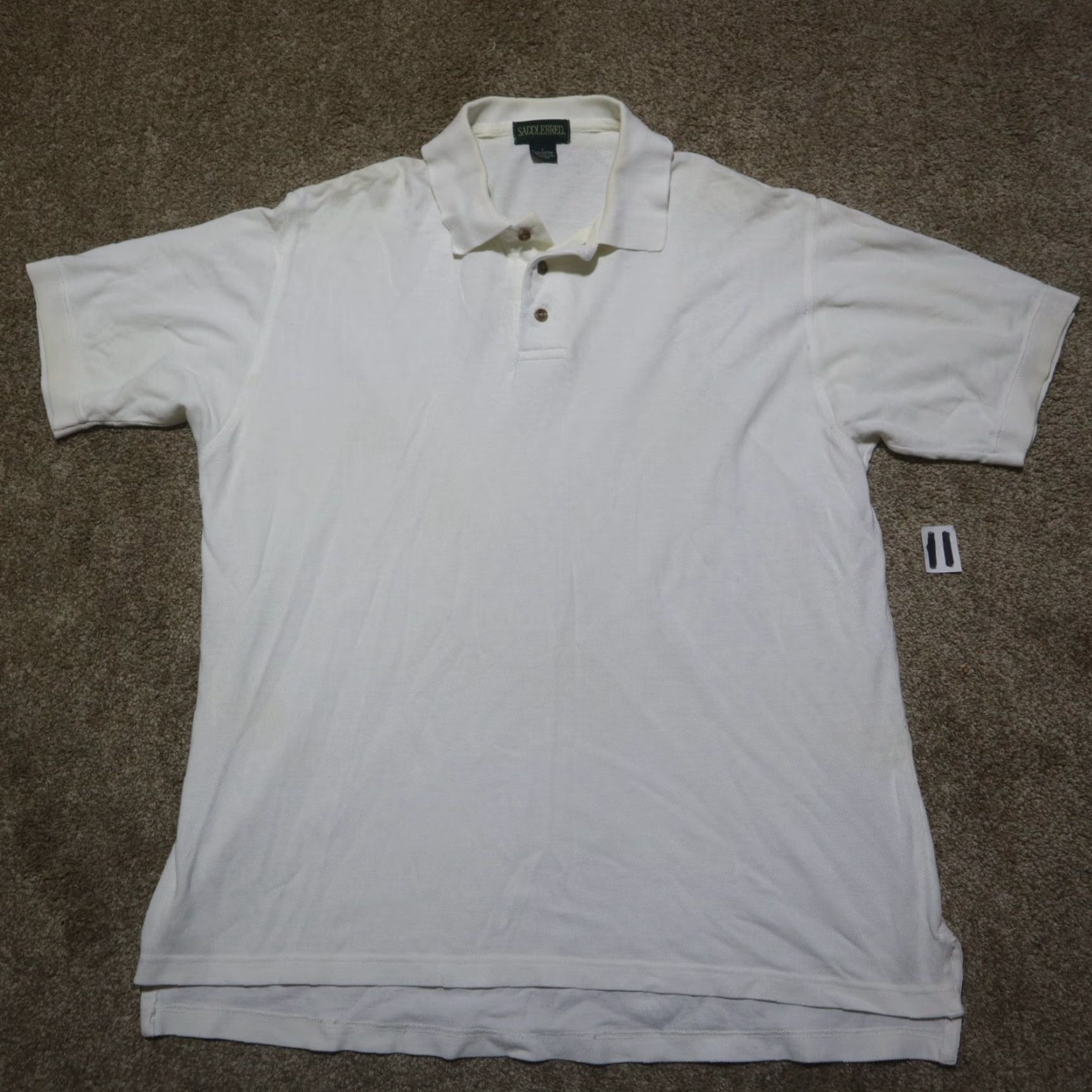 Vintage Saddlebred Polo Shirt Short Sleeve Adult Mens Size L White Cotton Blend Shirt Size US L / EU 52-54 / 3 - 2 Thumbnail