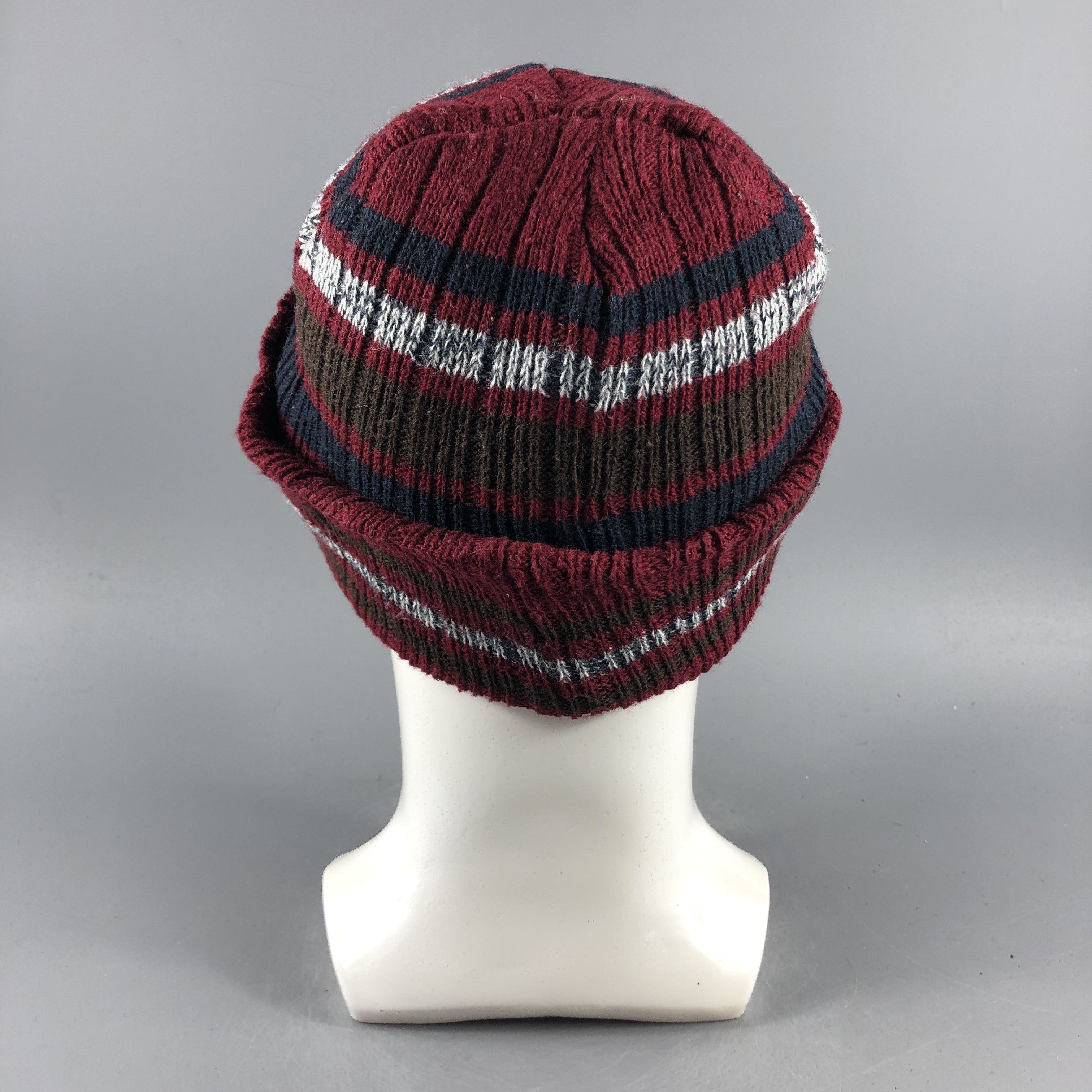 Japanese Brand × Vintage Unknown Stripe Ribbed Beanie Snow Hat Snow Cap -D204 Size ONE SIZE - 2 Thumbnail