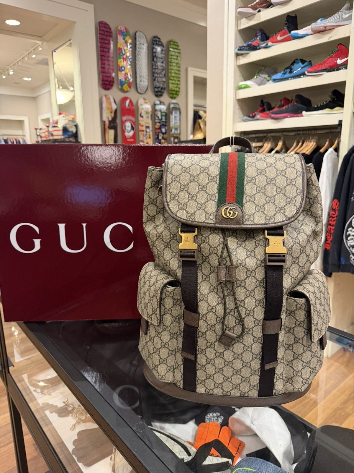 Gucci Gucci Ophidia GG Canvas Large Backpack Size ONE SIZE - 1 Thumbnail