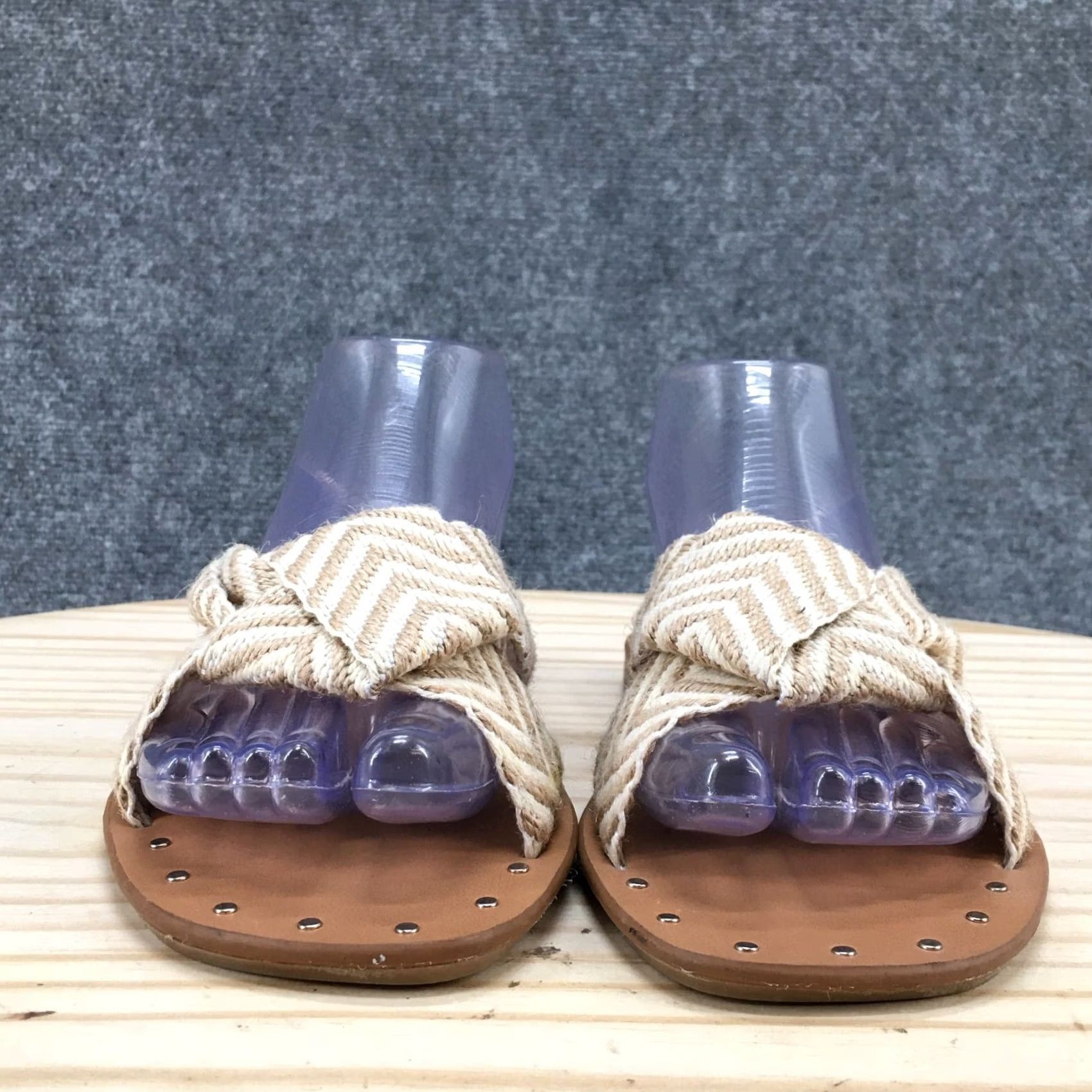 Vintage Universal Thread Sandals Slide Womens 7 Beige Fabric Louise Knotted Slip On Size US 7 / IT 37 - 5 Thumbnail