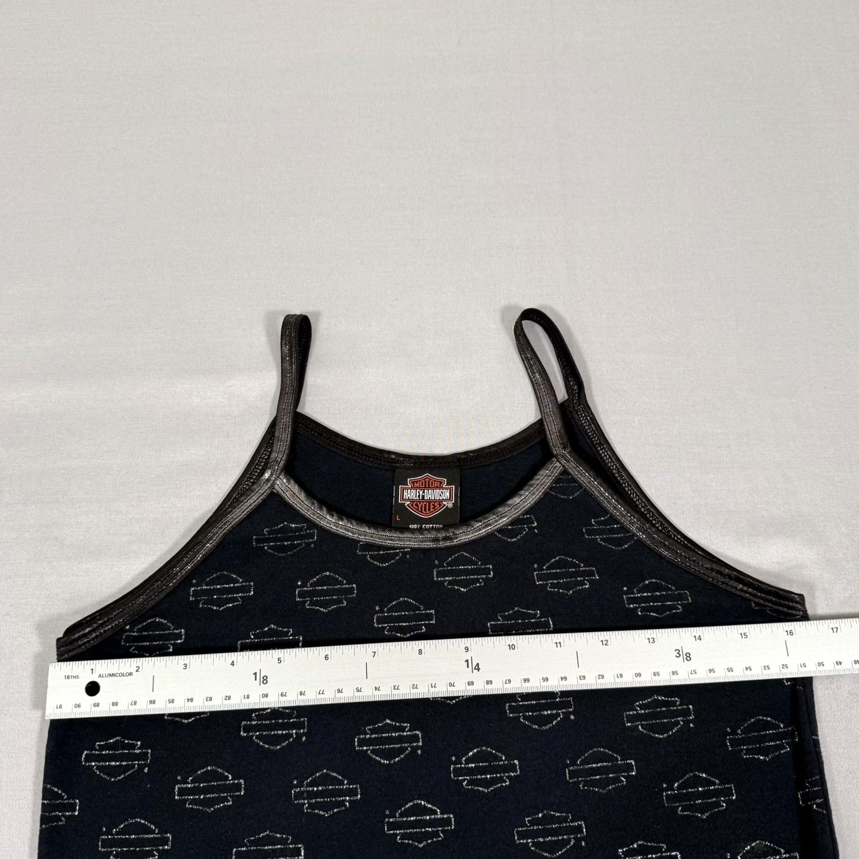 Harley Davidson Harley-Davidson Tank Womens Large Black All Over Print Vintage 90s Y2K Shirt Size L / US 10 / IT 46 - 3 Thumbnail