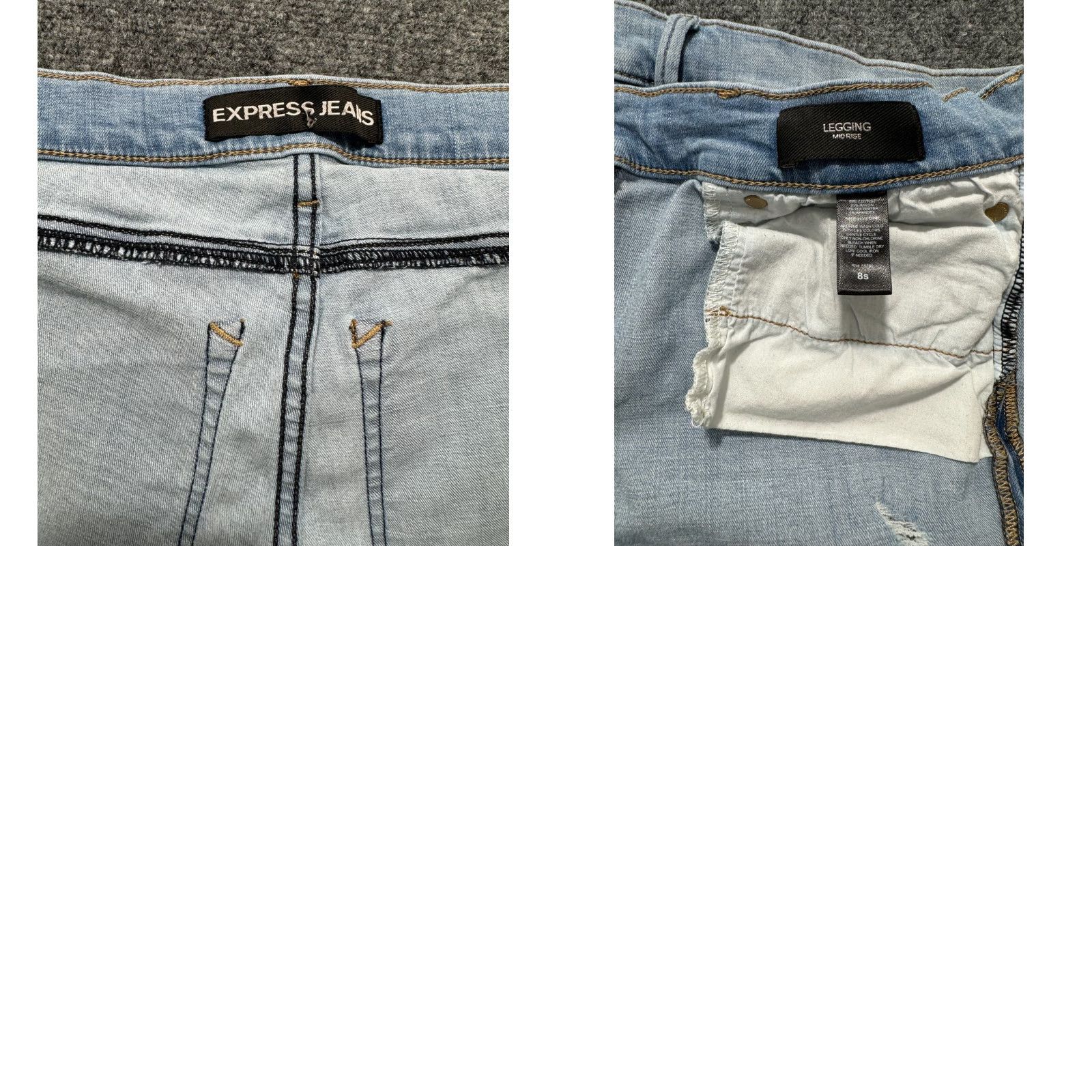 Express Express Women's Jeans Shorts 30×8 Blue Distressed Cuffed Stretch Jorts Cut-Off Size 29" - 8 Thumbnail