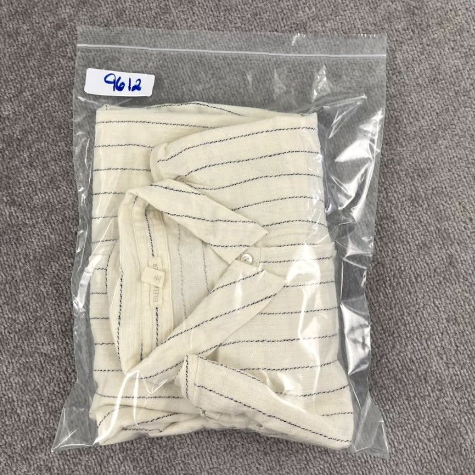 Eileen Fisher EILEEN FISHER Shirt Women S/M Oversized Boxy Striped Button Up Cream White Black Womens Size M / US 6-8 / IT 42-44 - 8 Thumbnail