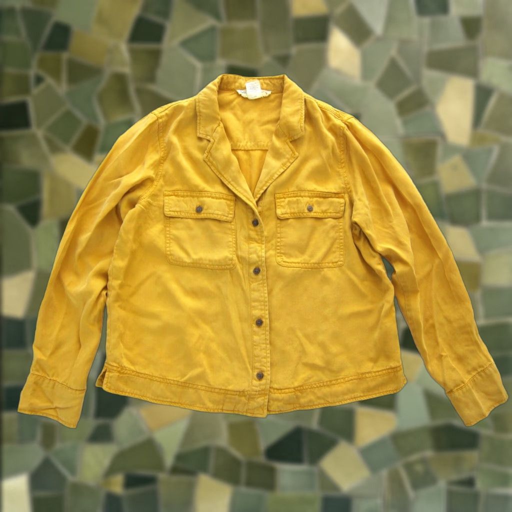 Vintage C&C California 100% Lyocell Mustard Yellow Collared Pocket Jacket Woman Medium Shirt Size S / US 4 / IT 40 - 1 Thumbnail
