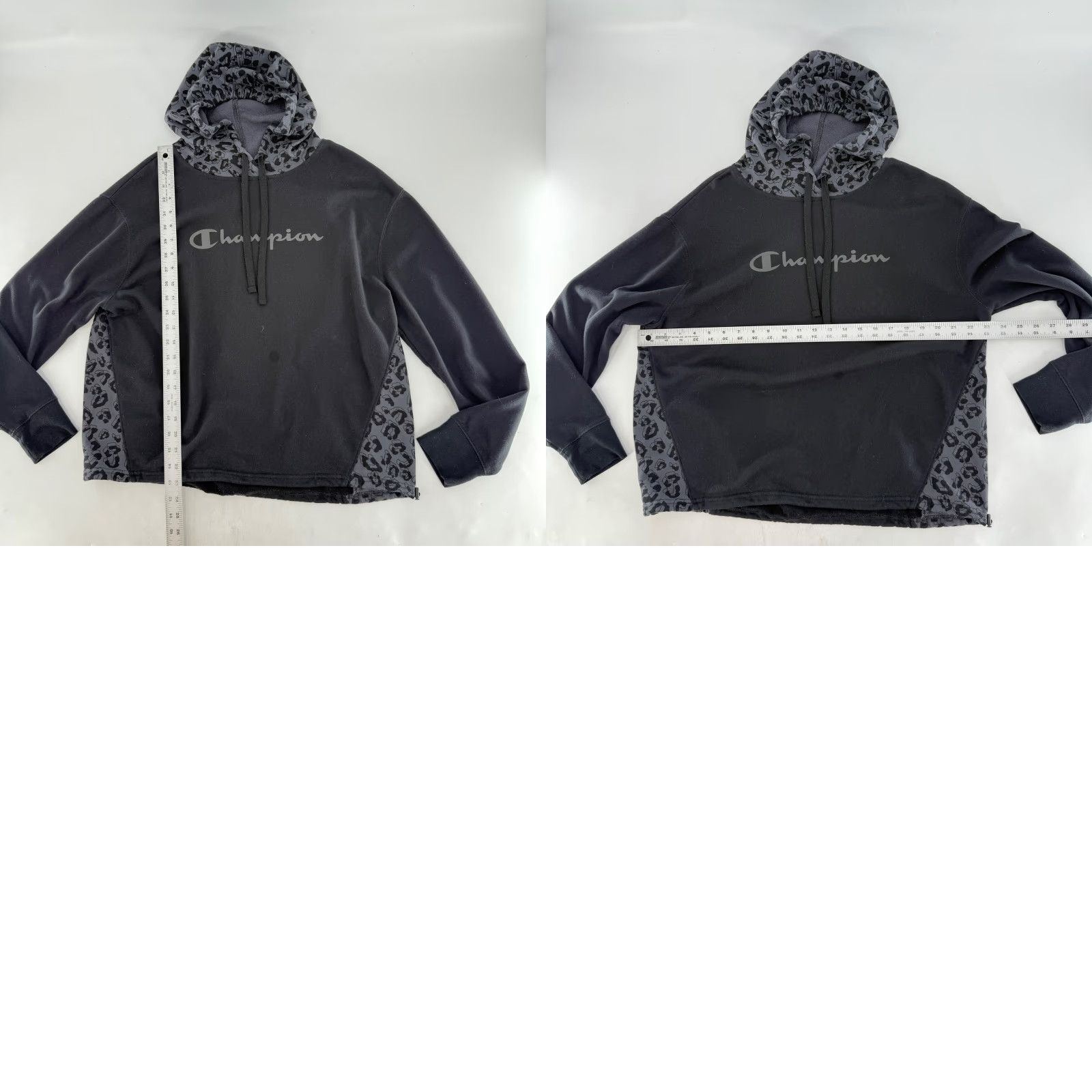 Champion Champion Women's Hoodie L Leopard Print Trim Pullover Black Size L / US 10 / IT 46 - 8 Thumbnail