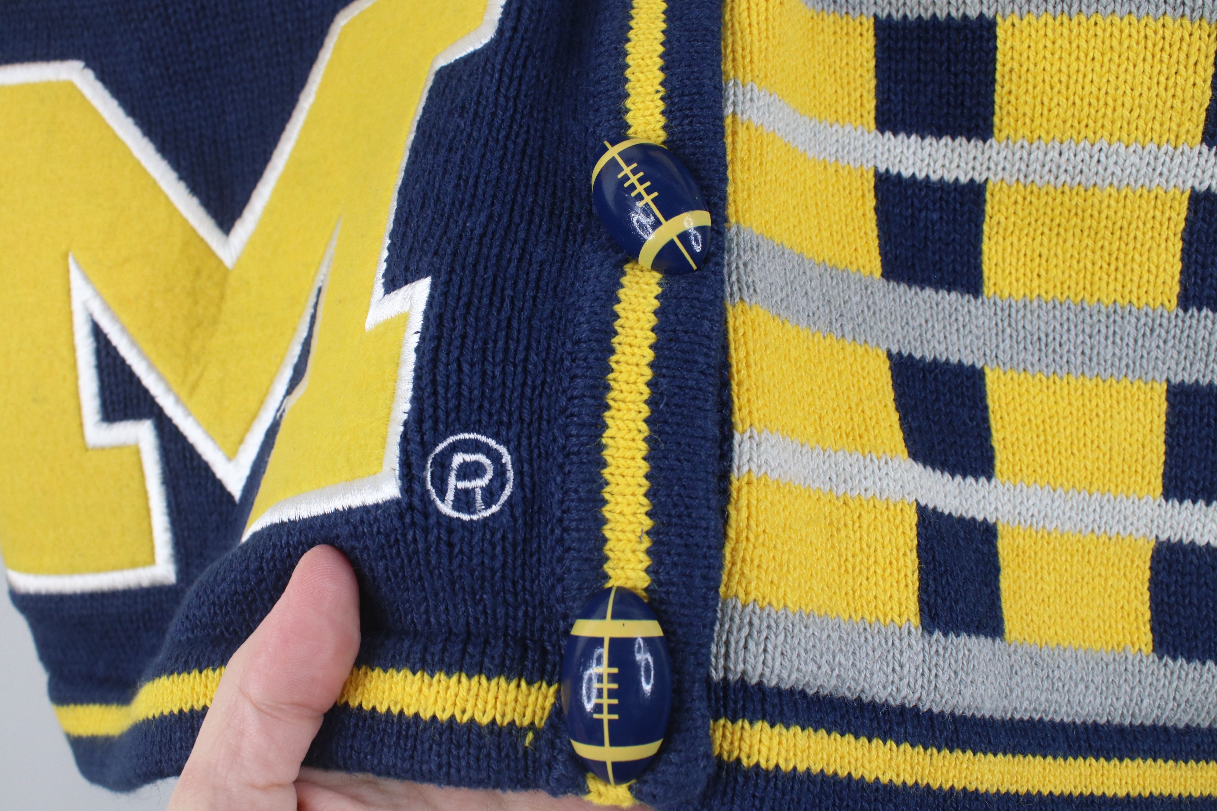 Vintage Vintage 90s University of Michigan Football Cardigan Sweater Size M / US 6-8 / IT 42-44 - 7 Thumbnail