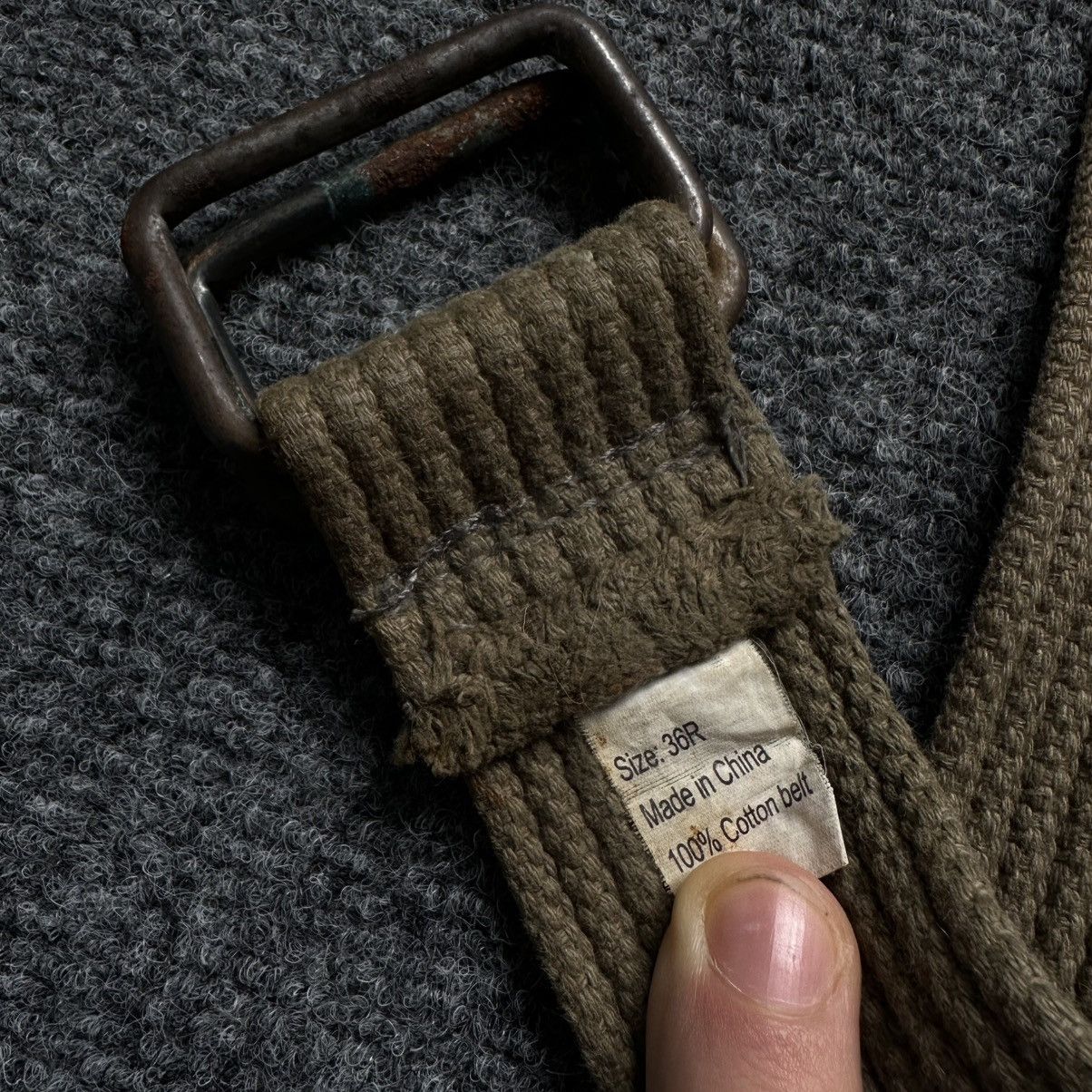 Japanese Brand VTG Japanese Style Knit Belt Khaki Military Y2K Distressed Size ONE SIZE - 8 Thumbnail