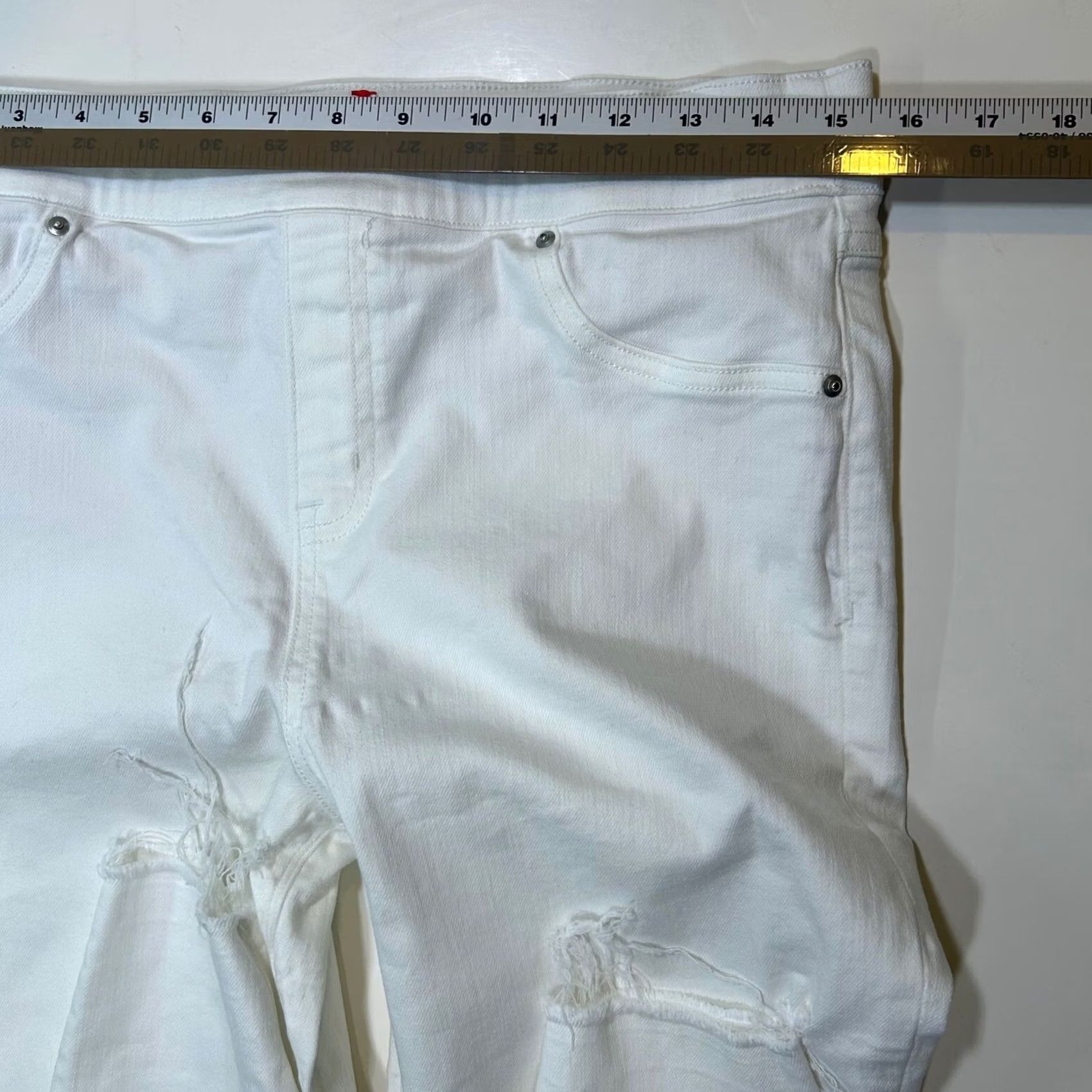 Spanx Spanx Distressed Denim Jeggings Jeans White Pull On Comfort Stretch L/G Size 36" / US 14 / IT 50 - 7 Thumbnail