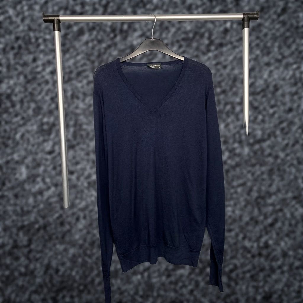 John Smedley VINTAGE John Smedley Mens Sweater Knit Wool V-Neck XL Blue Pullover Wool Knit Cardigan? Size US XL / EU 56 / 4 - 1 Thumbnail