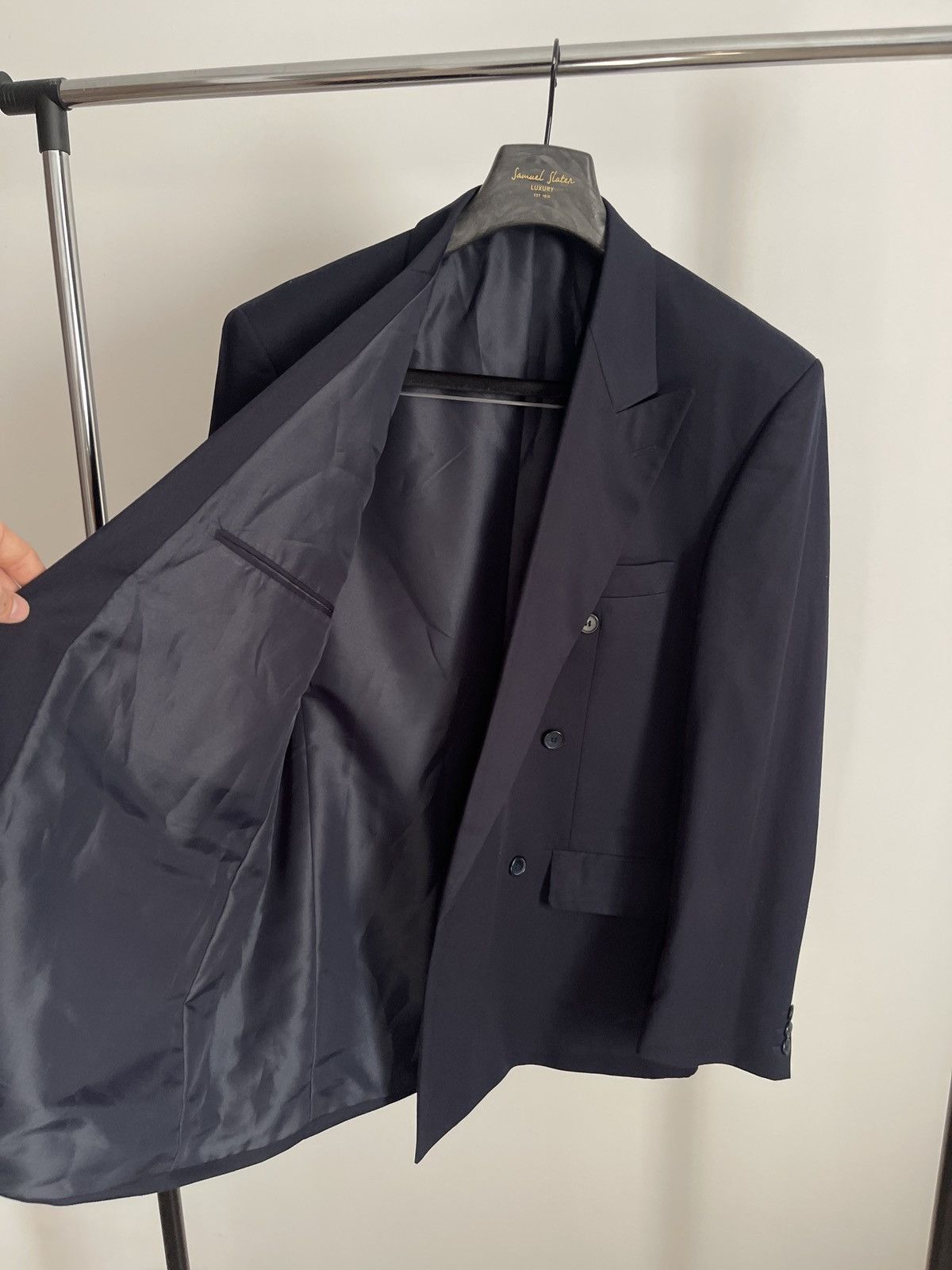 Vintage Vintage double-breasted blazer classic jacket black baccante Size 40R - 8 Thumbnail