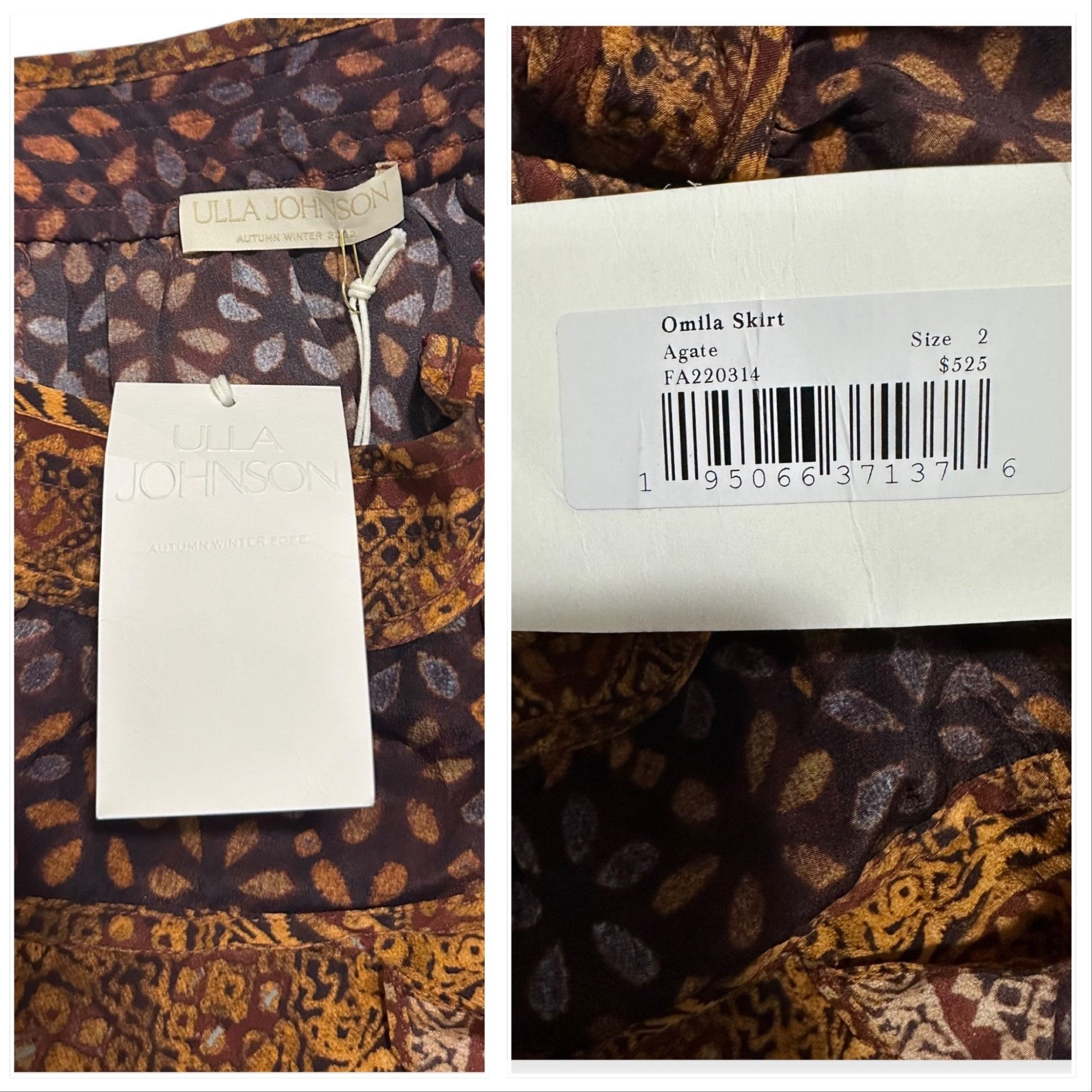 Ulla Johnson Ulla Johnson Silk Omila Skirt in Agate, Size 2, Brown burgu Size 26" / US 2 / IT 38 - 5 Thumbnail