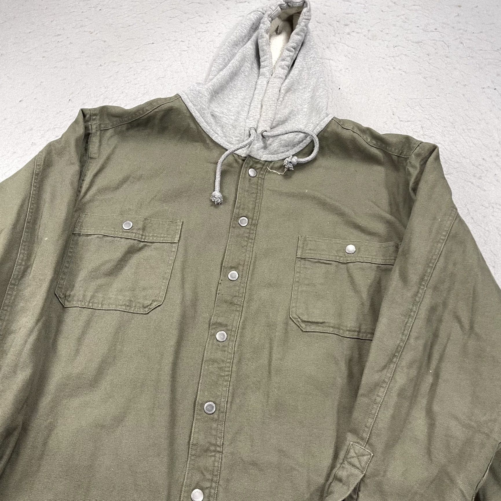 Vintage Duluth Jacket Mens 4XL Green Fire Hose Flannel Canvas Hooded Snap Shirt Size US XXL / EU 58 / 5 - 3 Thumbnail
