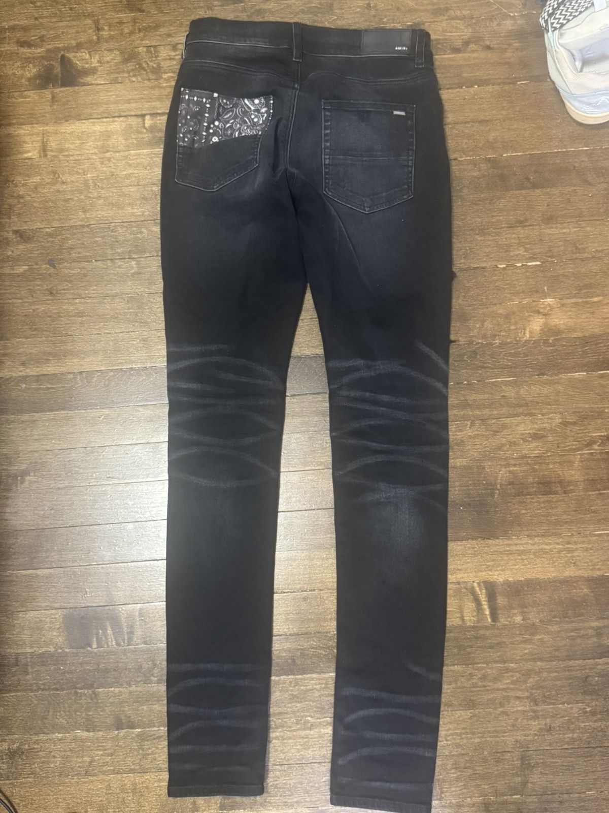 Amiri Amiri Black Bandana Patchwork Jeans Size US 31 - 4 Thumbnail