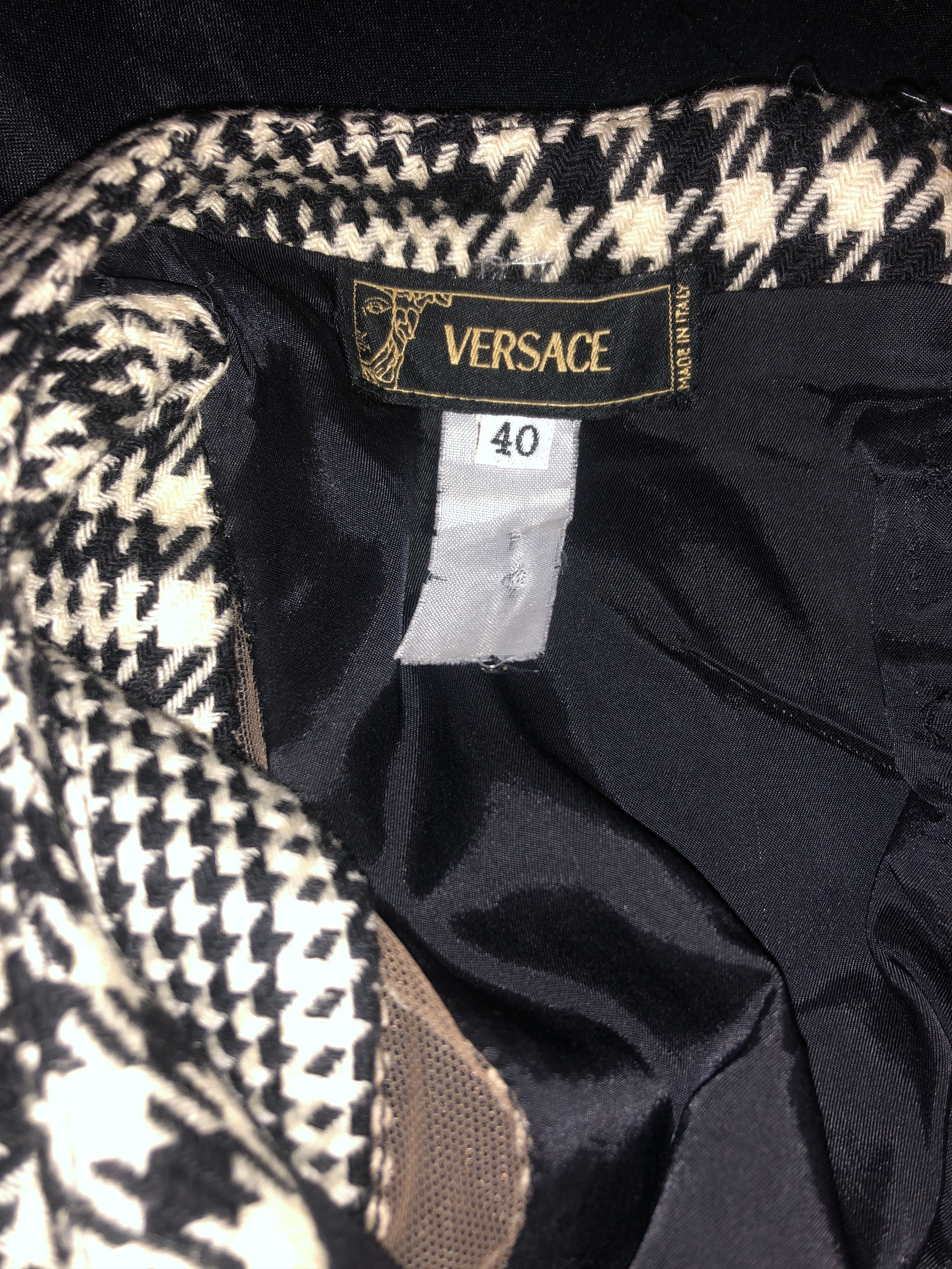 Versace Embellished Prince of Wales Wool Dress Size S / US 4 / IT 40 - 9 Thumbnail