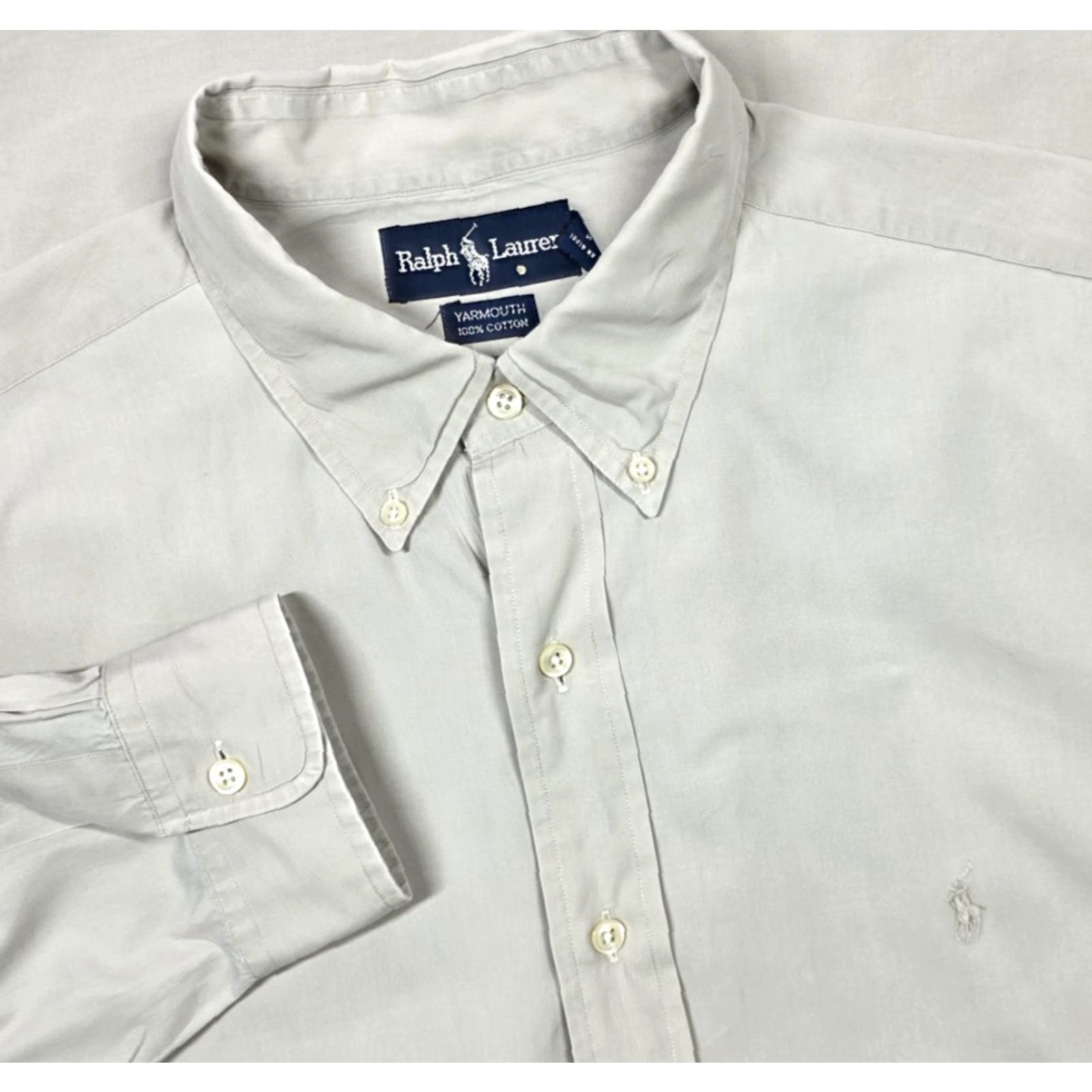 Polo Ralph Lauren Polo Ralph Lauren Beige Button-Up Shirt 17-32/33 Long Sleeve OCBD Oxford Yarmouth Mens Shirt Size US XL / EU 56 / 4 - 2 Thumbnail