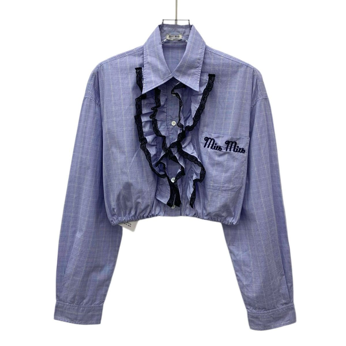 Miu Miu Miu Miu Blue Lace Monogram Embroidered Cotton Shirt Size S / US 4 / IT 40 - 1 Thumbnail
