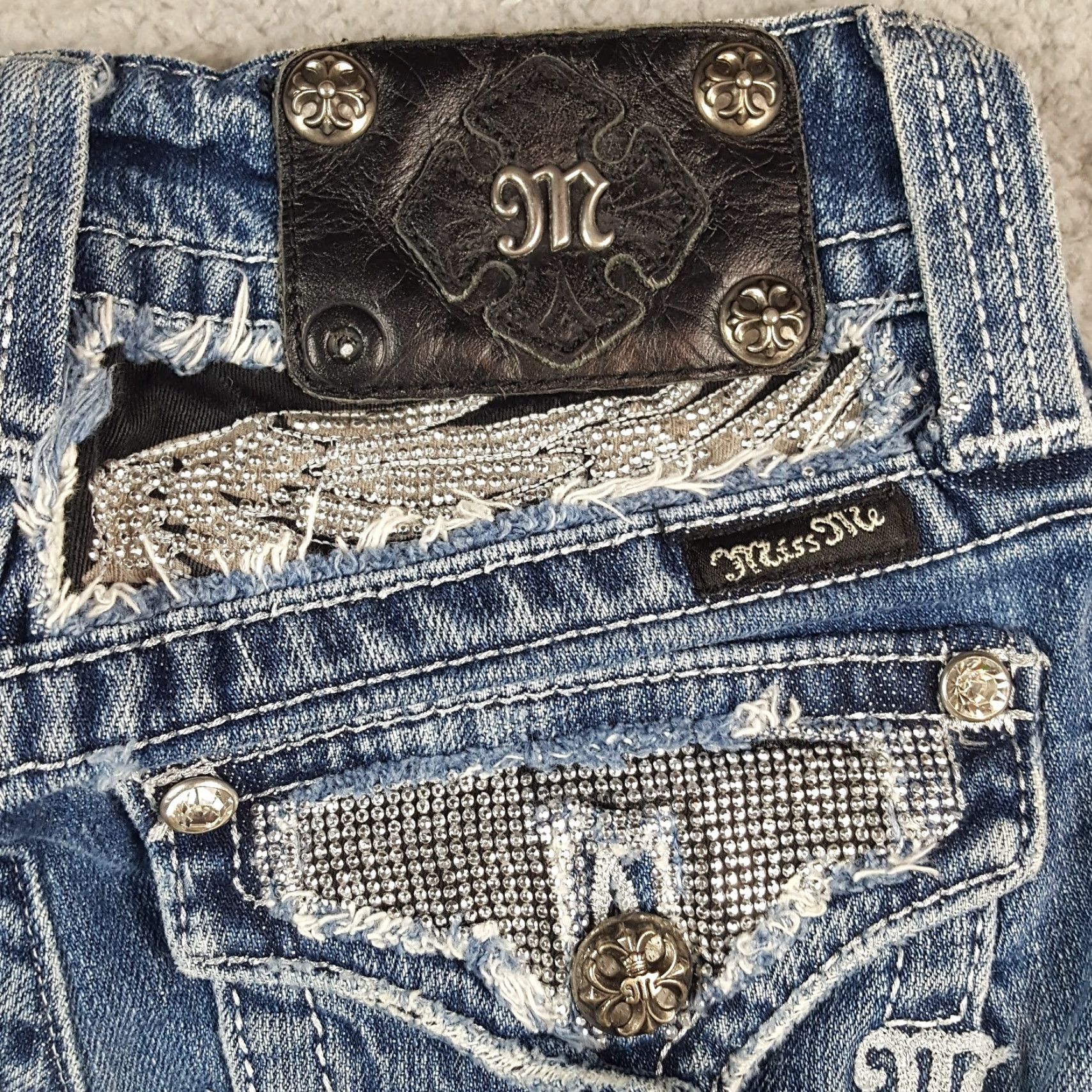 Miss Me VINTAGE Miss Me Denim Skirt Women's Size 24 Blue Knee Length Grunge 90s Y2K Skater Mens? Women Size 42" / US 20 - 7 Thumbnail