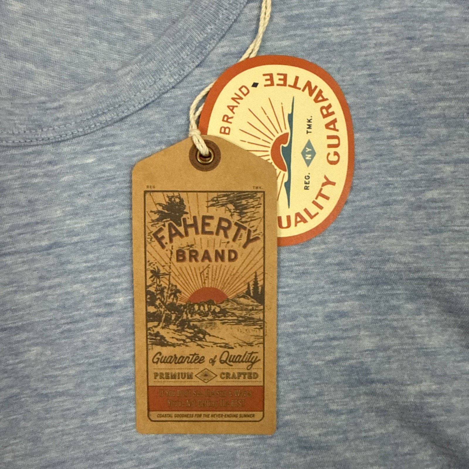 Faherty Faherty Vintage Chambray Tee Mens XXL Blue Heather Cotton Size US XXL / EU 58 / 5 - 8 Thumbnail