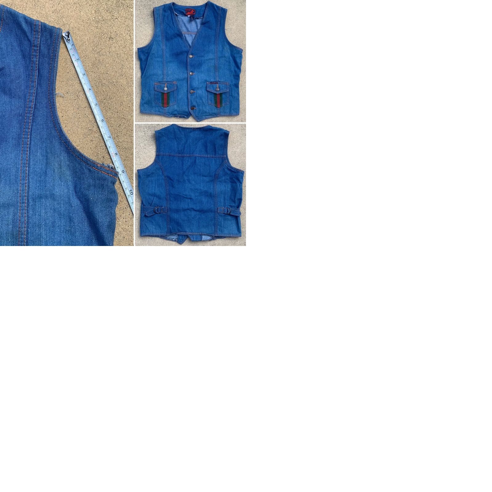 Denime VINTAGE Branded Lion Denim Vest Hippy Western 1970s Striped Pockets XL Blue Size US XL / EU 56 / 4 - 9 Thumbnail