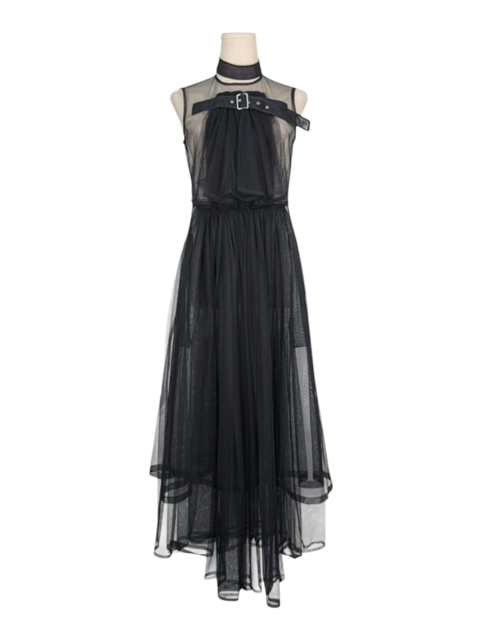 Noir Kei Ninomiya Noir Kei Ninomiya Black Mesh Dress Stand Collar Size XS / US 0-2 / IT 36-38 - 1 Thumbnail