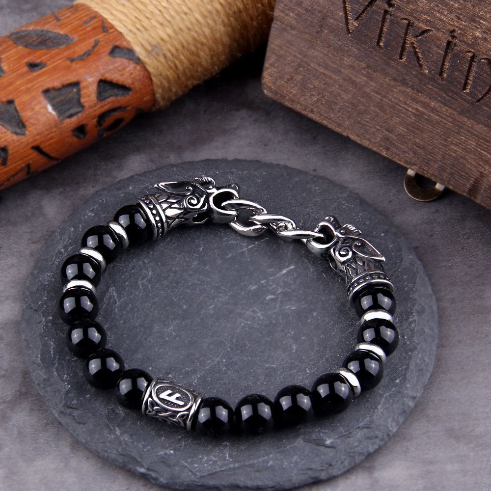 Other Goth Dragon Head Viking Rune Bracelet Size ONE SIZE - 1 Thumbnail