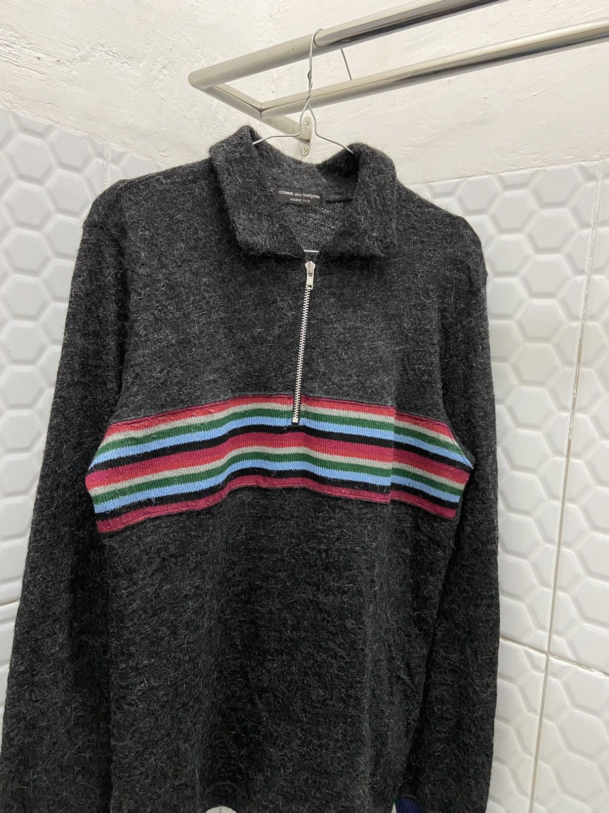 Comme des Garcons Homme Comme Des Garcons Alpaca Half-Zip Sweater Size US M / EU 48-50 / 2 - 2 Thumbnail