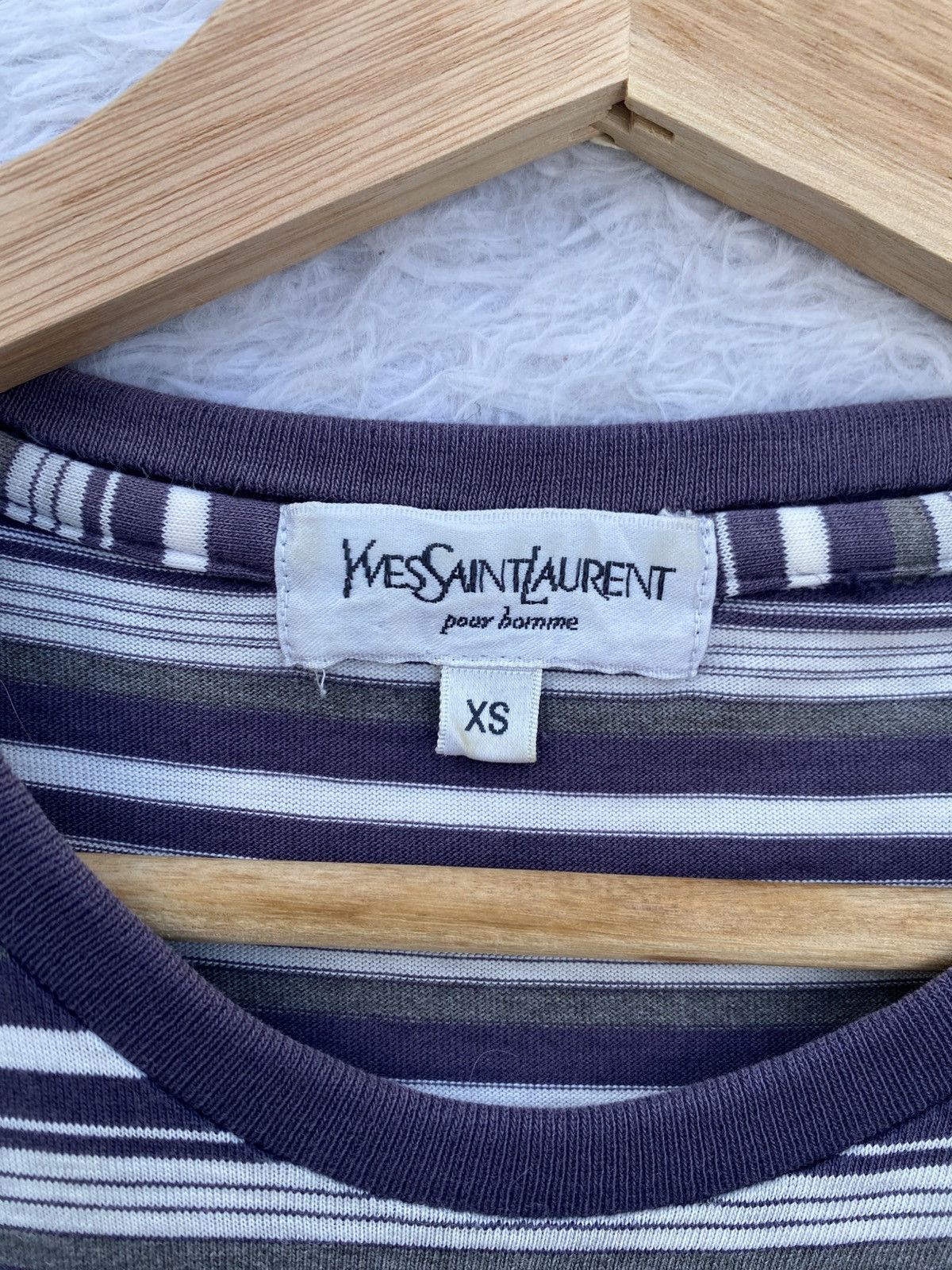 Yves Saint Laurent Rare Vintage YSL Yves Saint Laurent Stripes Tshirt Size US S / EU 44-46 / 1 - 9 Thumbnail
