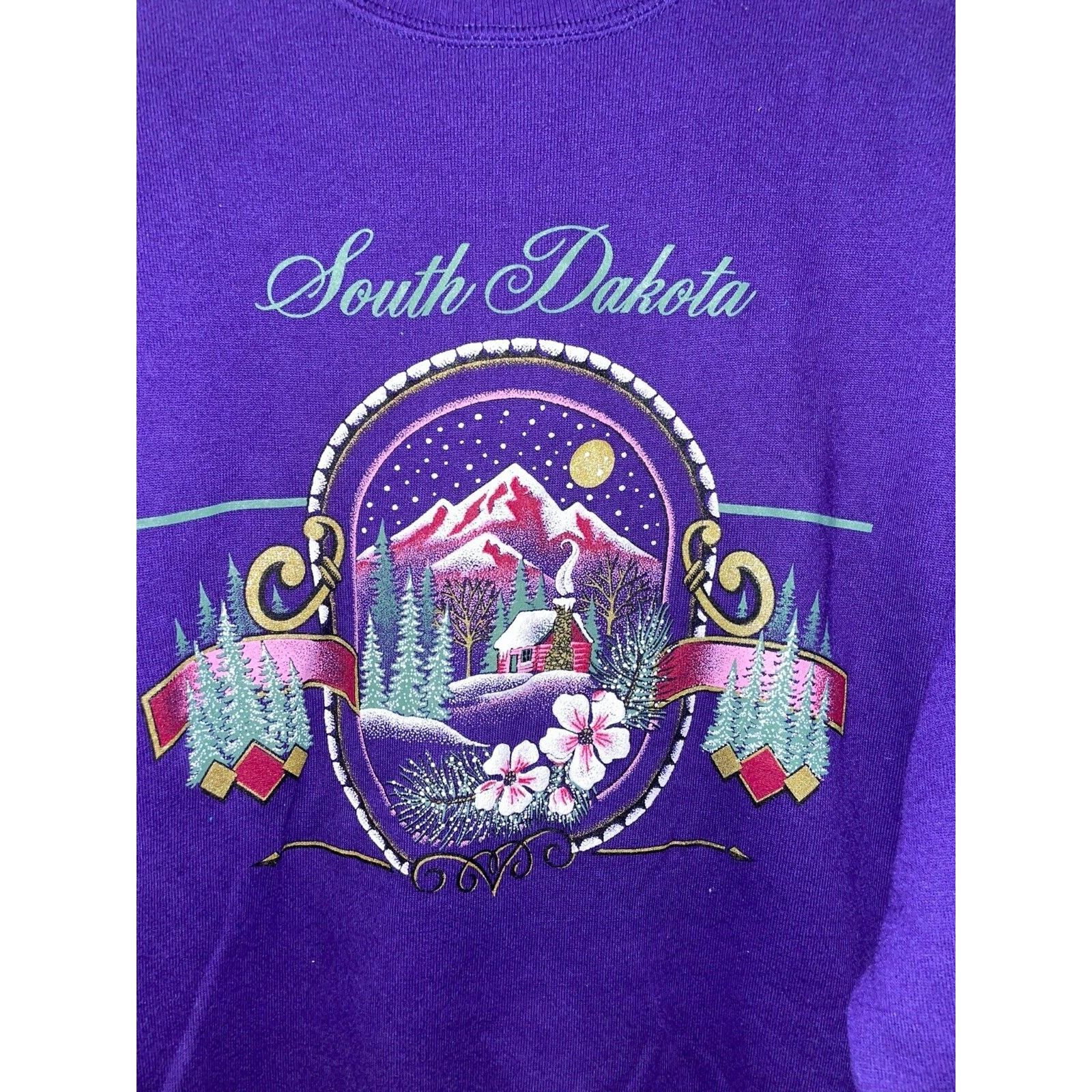 Jerzees Vintage South Dakota Sweatshirt Winter Cabin Crewneck 90s L Size US L / EU 52-54 / 3 - 2 Thumbnail