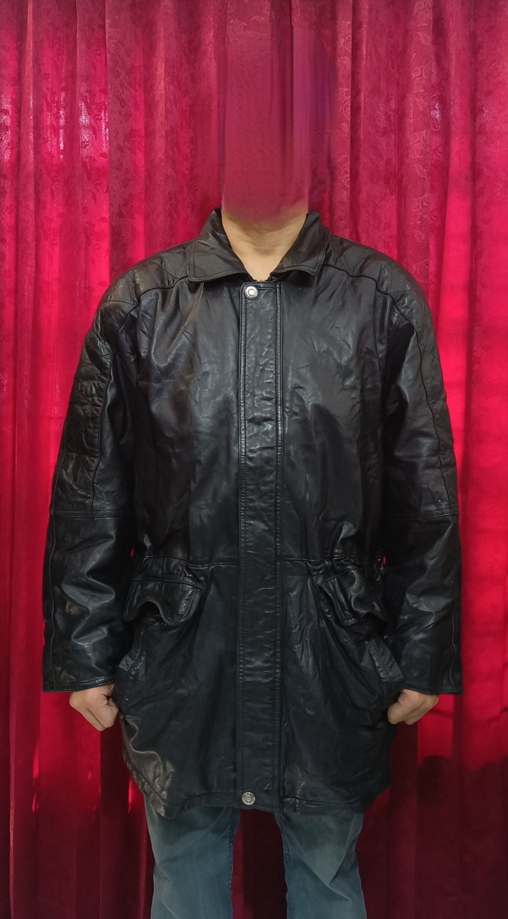 Vintage Vintage Y2K VICTORY Black Genuine Leather Long Coat Jacket Size US XL / EU 56 / 4 - 9 Thumbnail