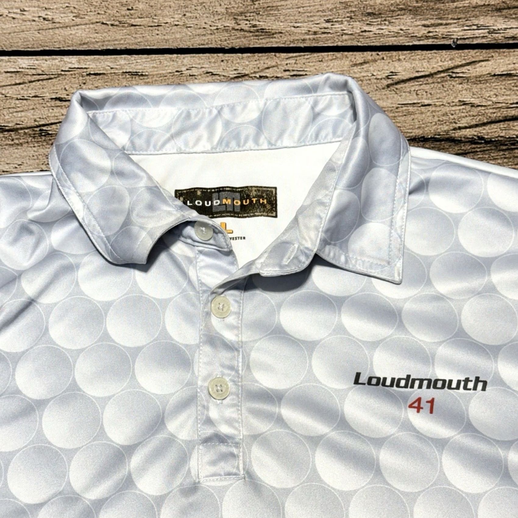 Vintage Loudmouth Golf Polo Shirt Mens L Gray Geometric Golf Performance Stretch Active 41 Size US L / EU 52-54 / 3 - 2 Thumbnail