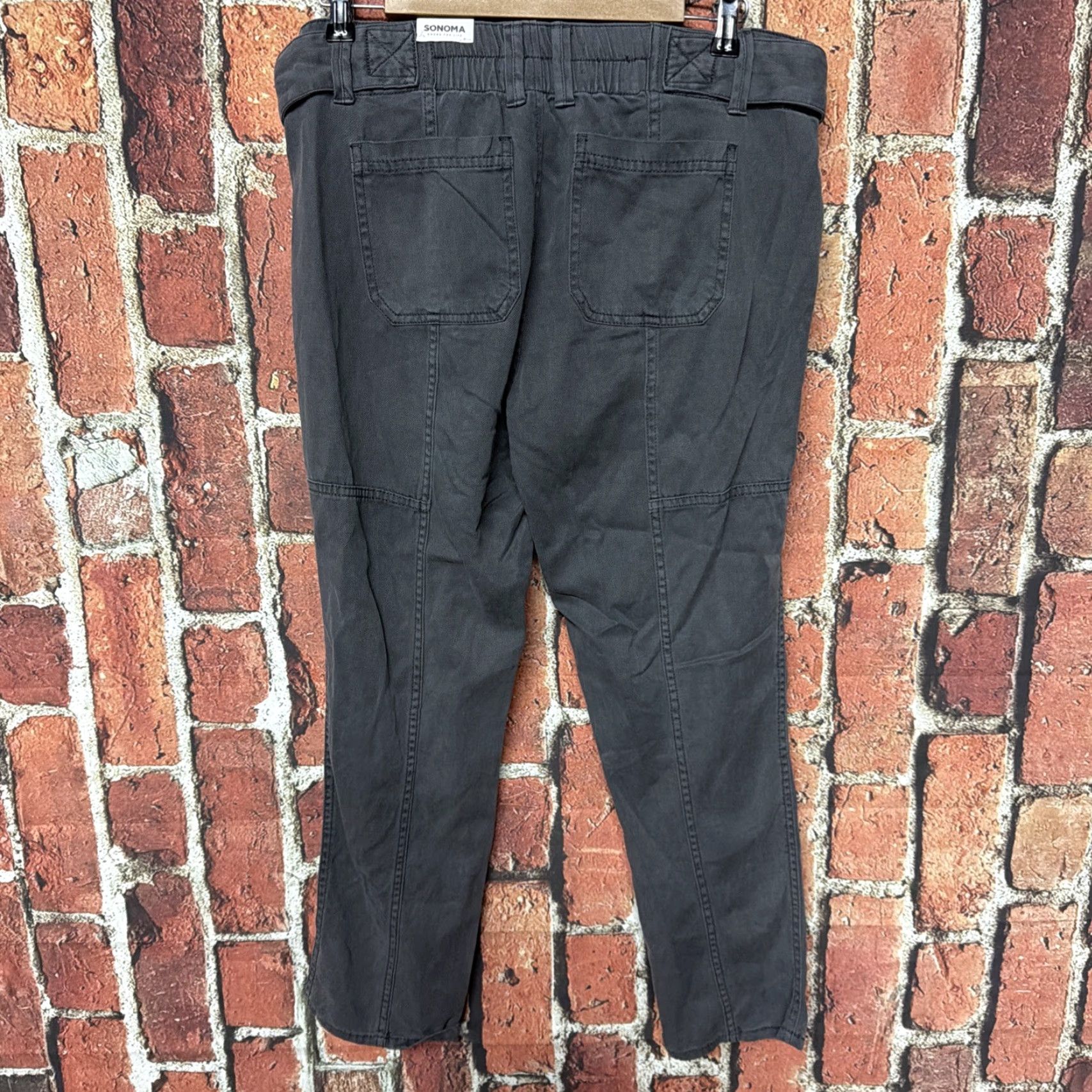 Vintage Sonoma Pants Womens 12 Gray Lyocell Blend Chambray Front Tie Ankle Cropped NWT Size 34" / US 12 / IT 48 - 3 Thumbnail