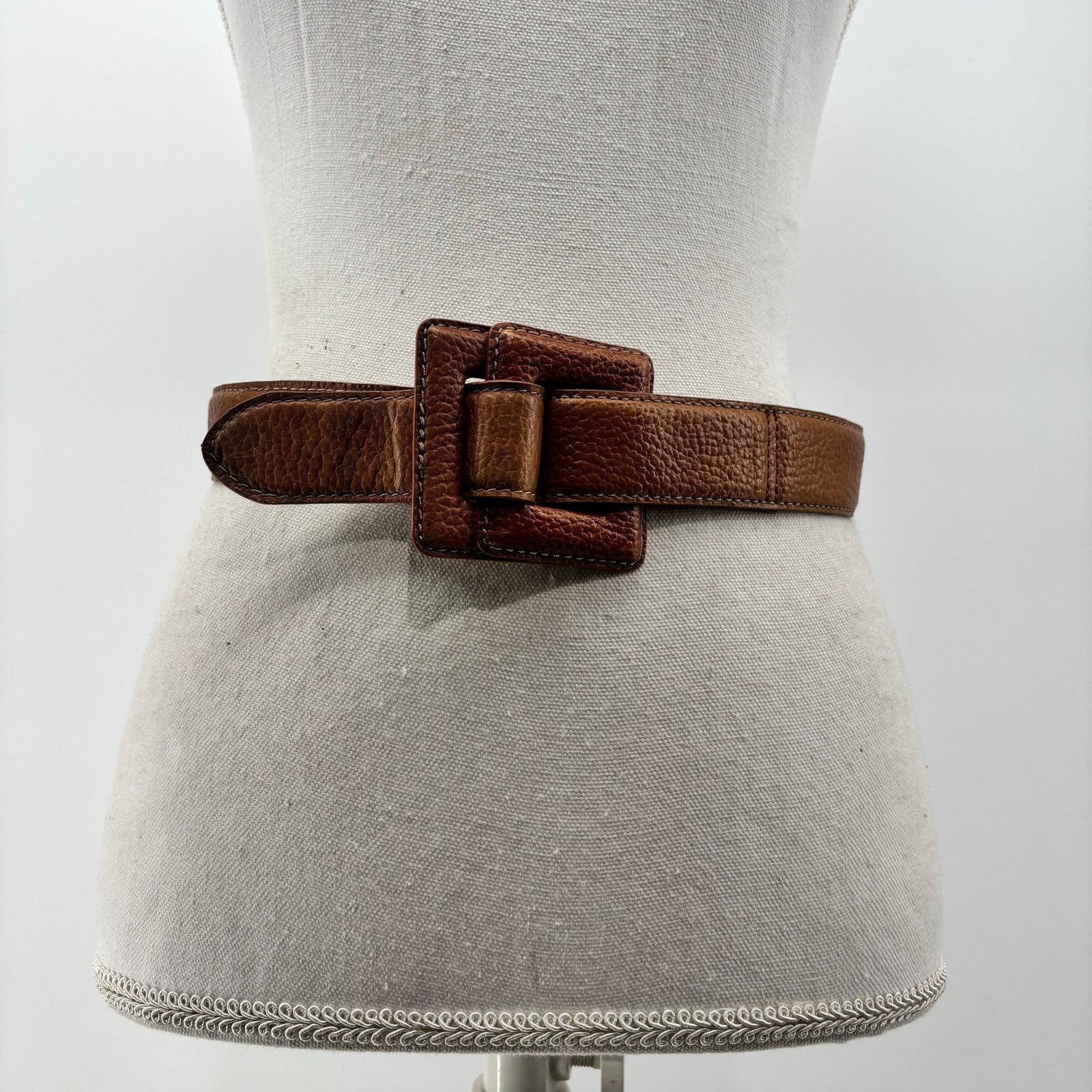 Esprit Esprit 90s Womens Size M Belt Leather Brown Glam Loop Fold Size ONE SIZE - 1 Thumbnail