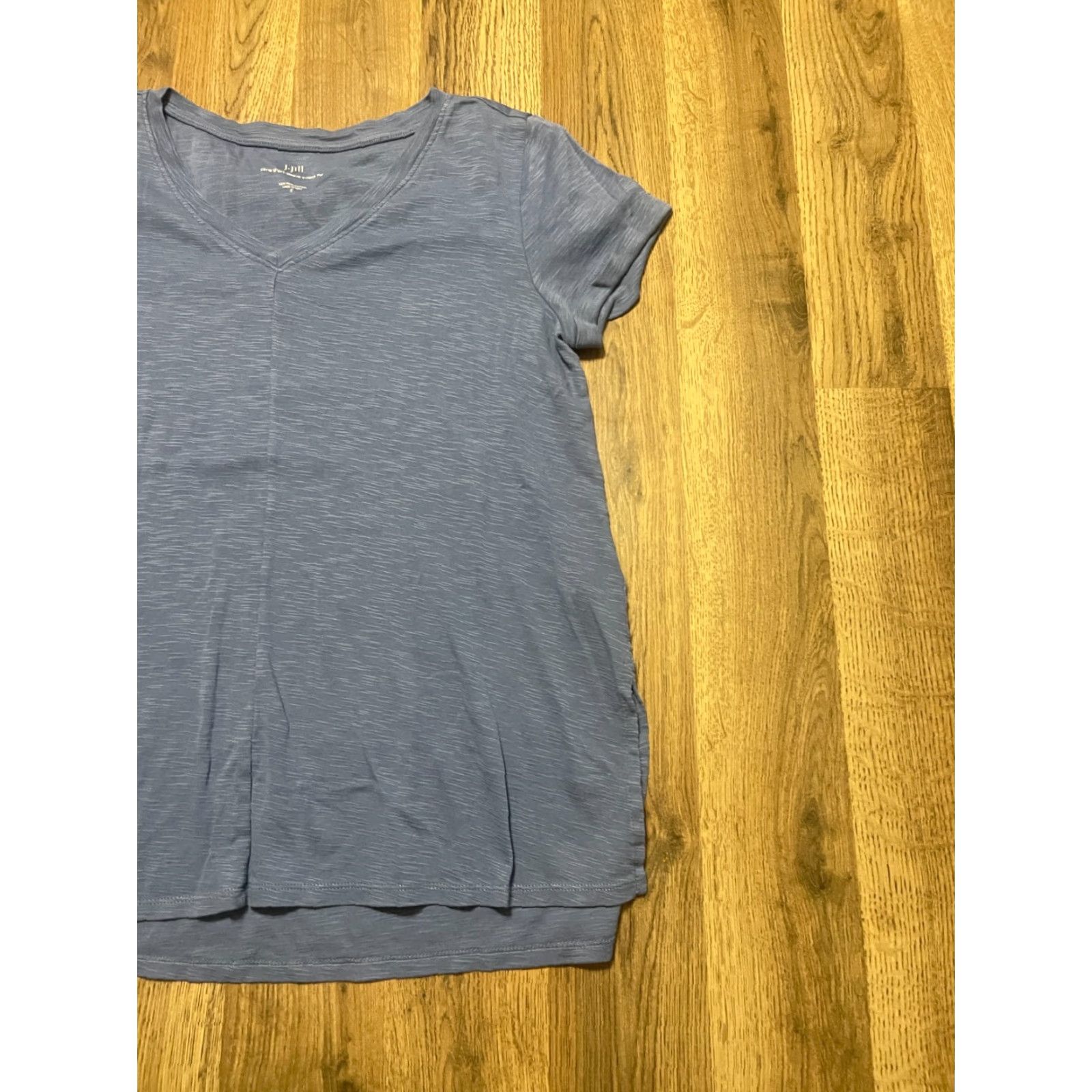 J. Jill J. Jill Shirt Womens Small Blue V-Neck Pima Short Sleeve Tee Shirt Size S / US 4 / IT 40 - 4 Thumbnail