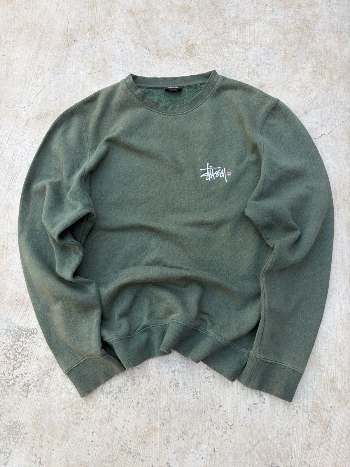 Vintage 00s Stussy Stock Logo Crewneck Sweatshirt