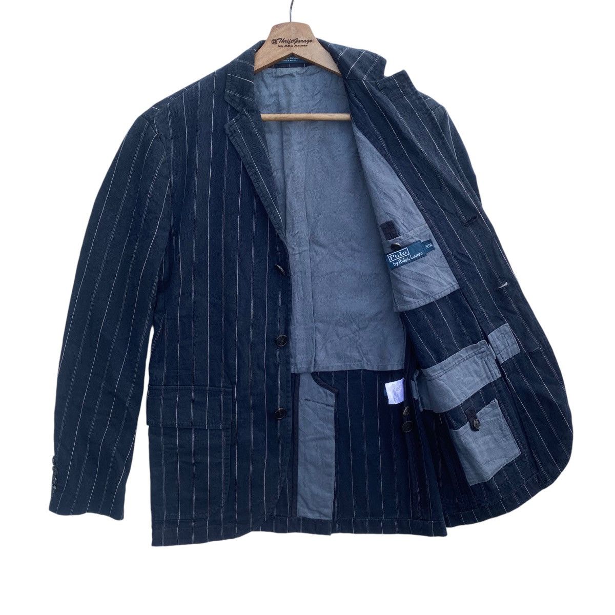 Polo Ralph Lauren × Ralph Lauren × Vintage Vintage POLO RALPH LAUREN Stripes Denim Jacket Naval Tailor Size US M / EU 48-50 / 2 - 6 Thumbnail