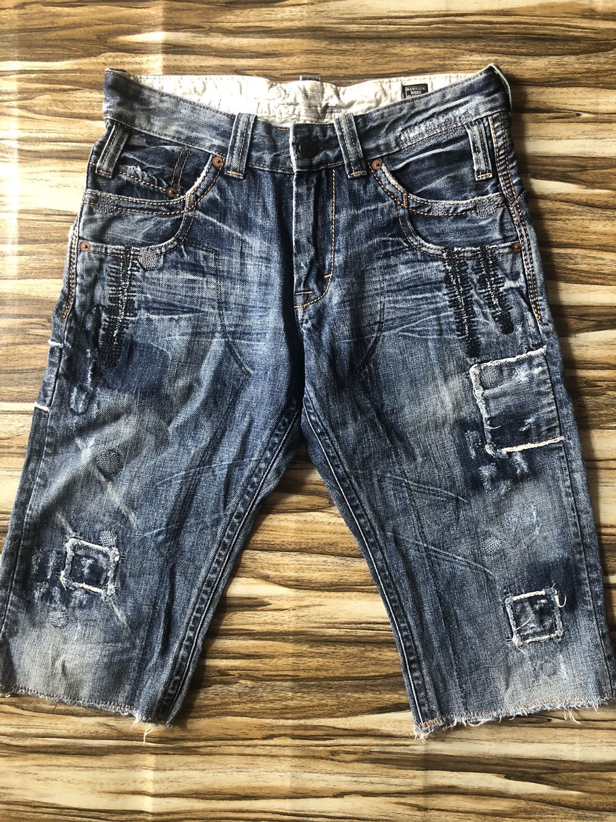 Japanese Brand × Kapital × Le Grande Bleu (L.G.B.) Vtg Y2K bartack patchwork sashiko boro opium kapital Size US 32 / EU 48 - 2 Thumbnail
