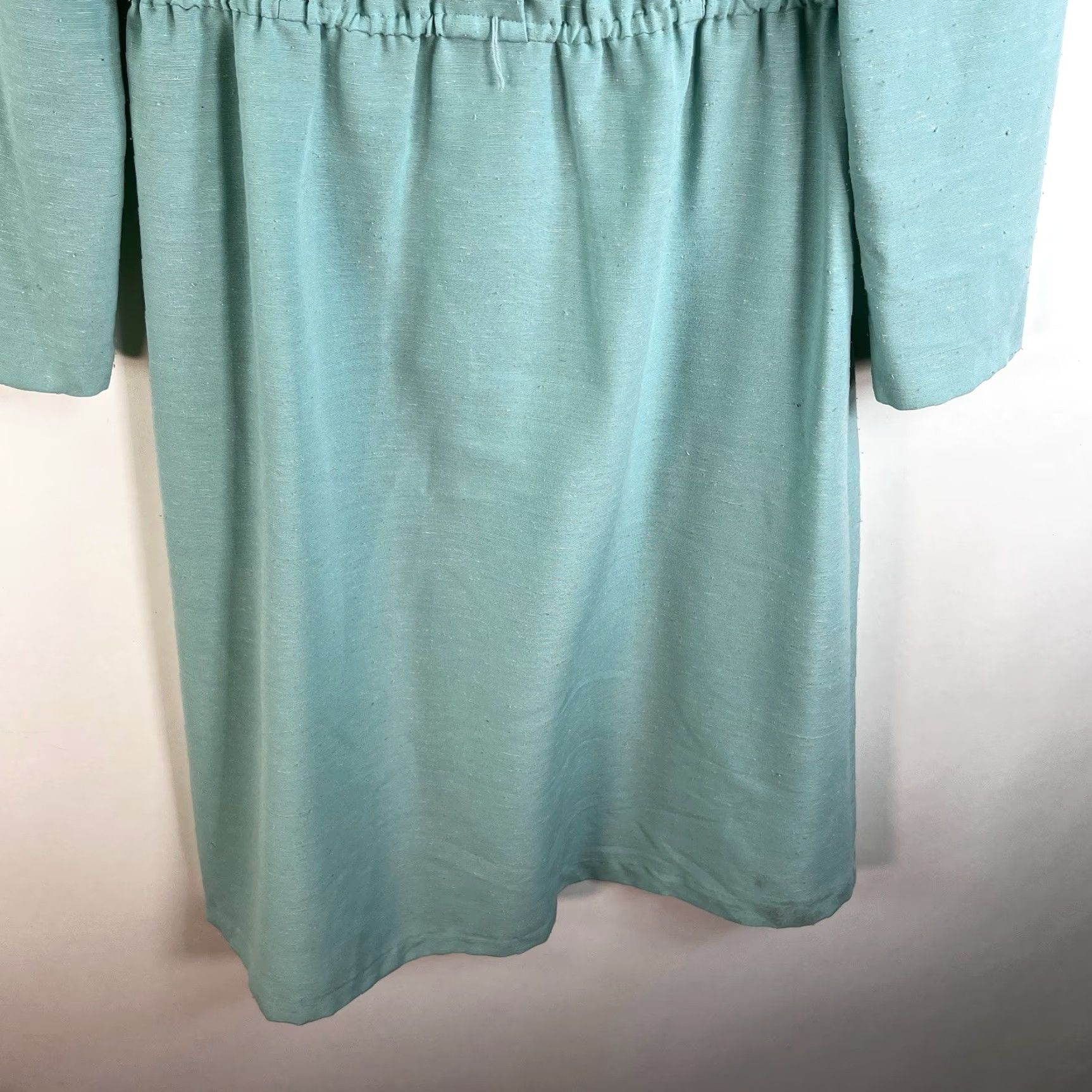 Vintage VINTAGE Lane Women's Midi Dress Silk Blend Ruffle Collar 80s Teal Green Size 8 Size M / US 6-8 / IT 42-44 - 4 Thumbnail