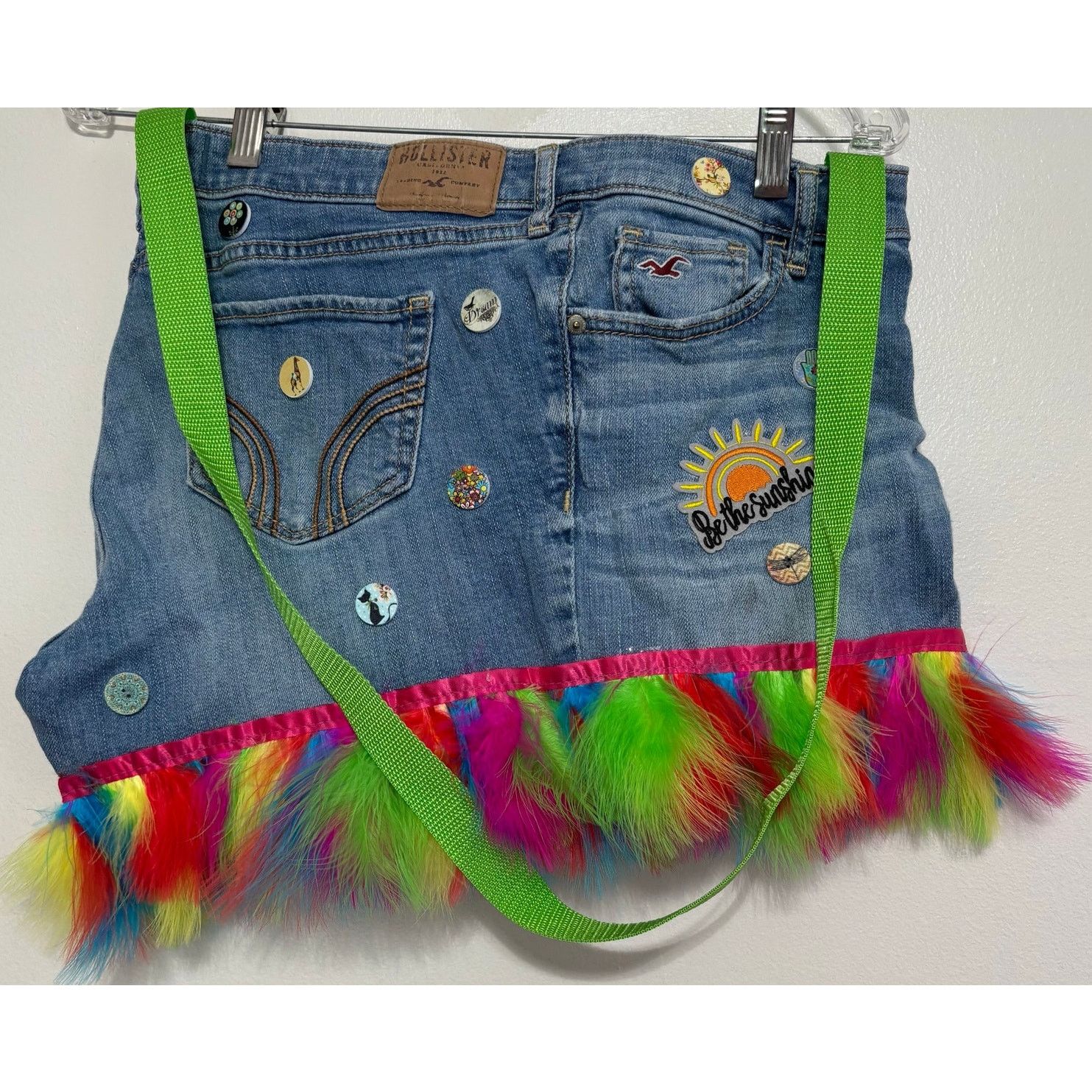 Handmade Upcycled Hollister Hippie Boho Denim Purse Size ONE SIZE - 1 Thumbnail