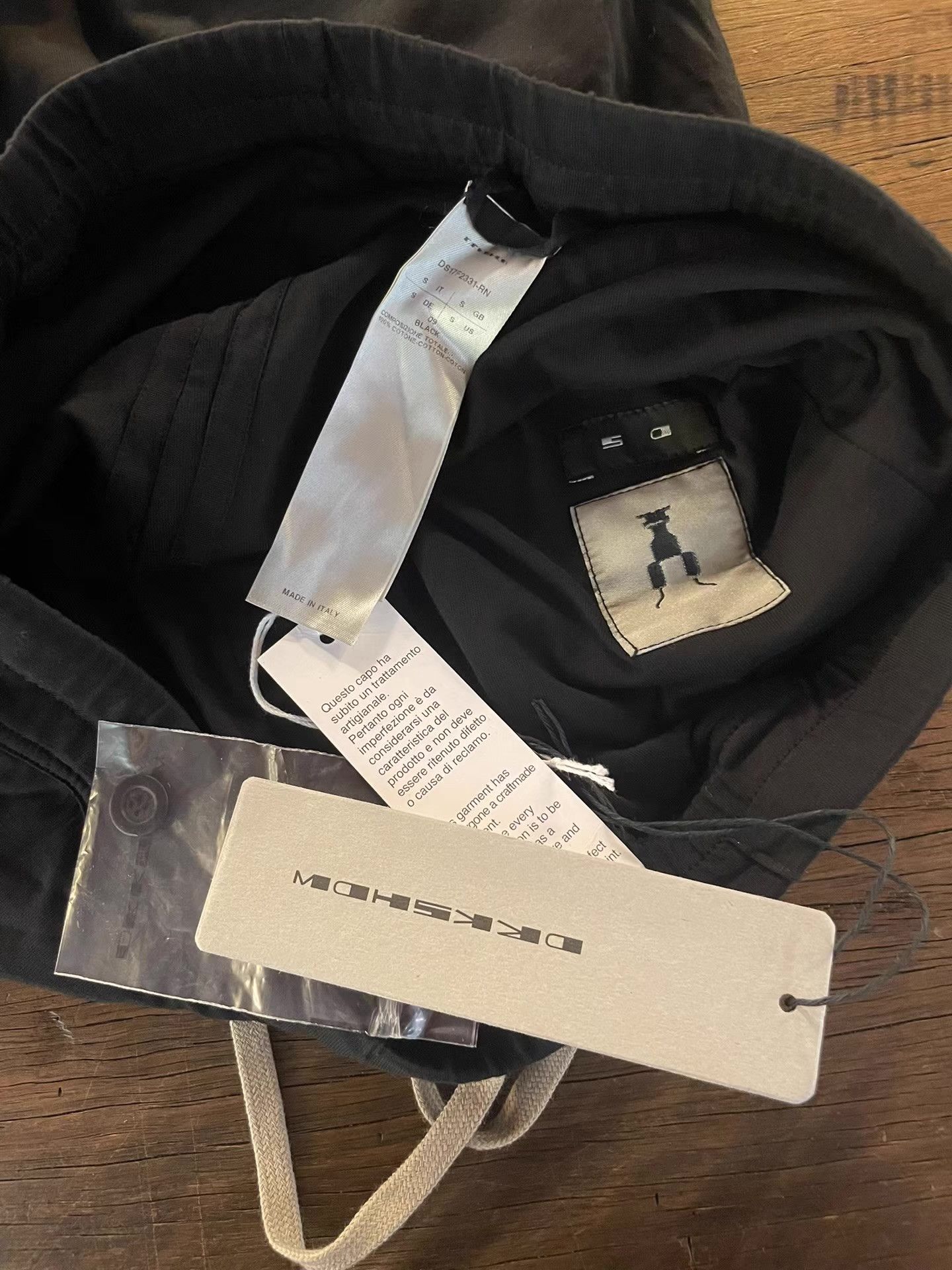 Rick Owens Drkshdw DRKSHDW 17FW women’s black double‑layer drawstring Ｑ25 Size 34" / US 12 / IT 48 - 2 Thumbnail